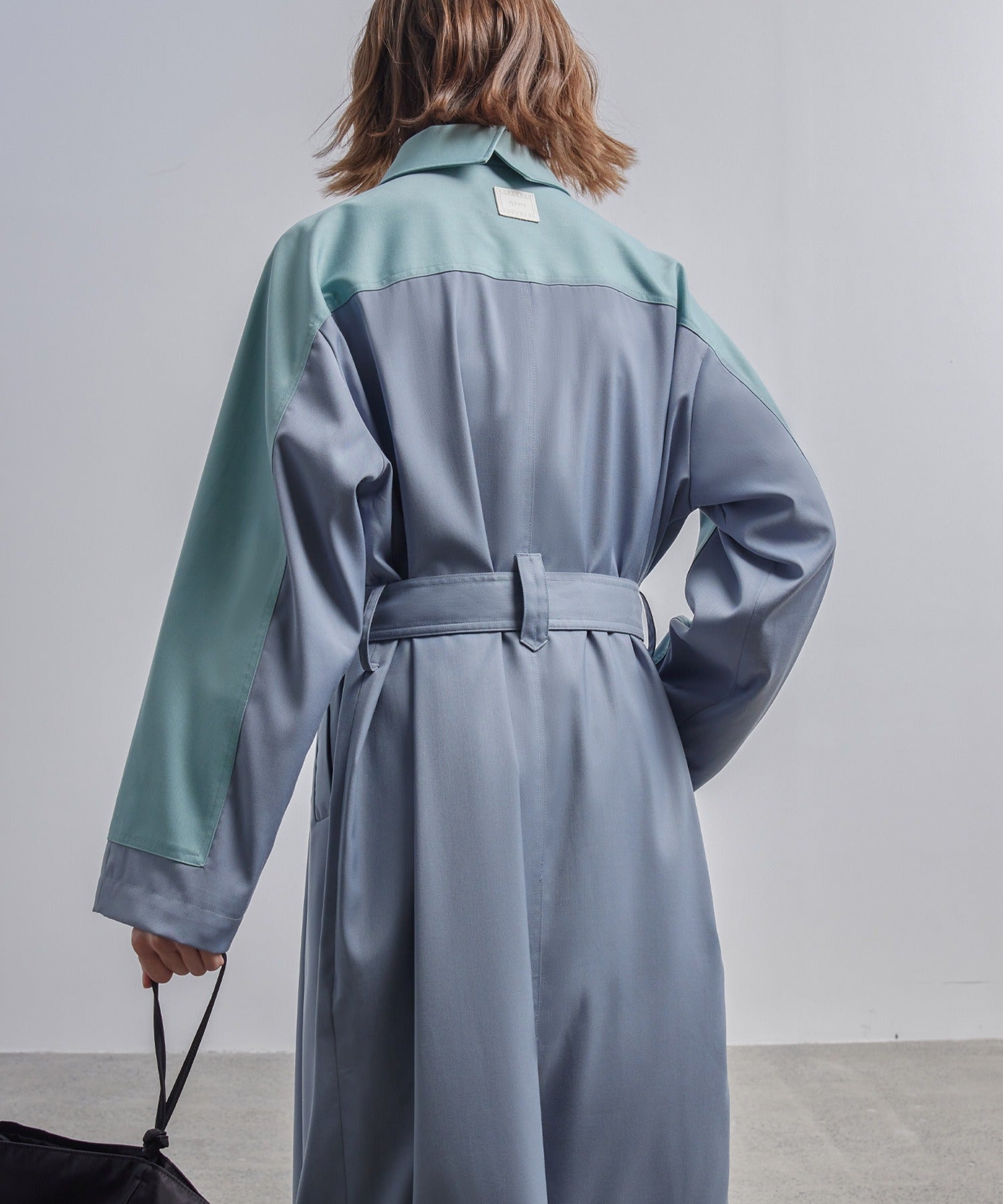 Oversized Bi-Color Raglan Sleeve Trench Coat