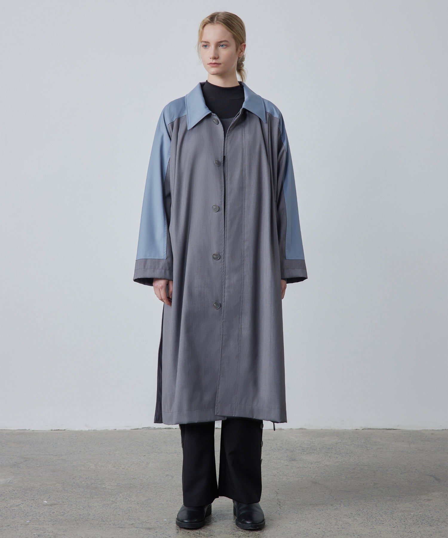 Oversized Bi-Color Raglan Sleeve Trench Coat