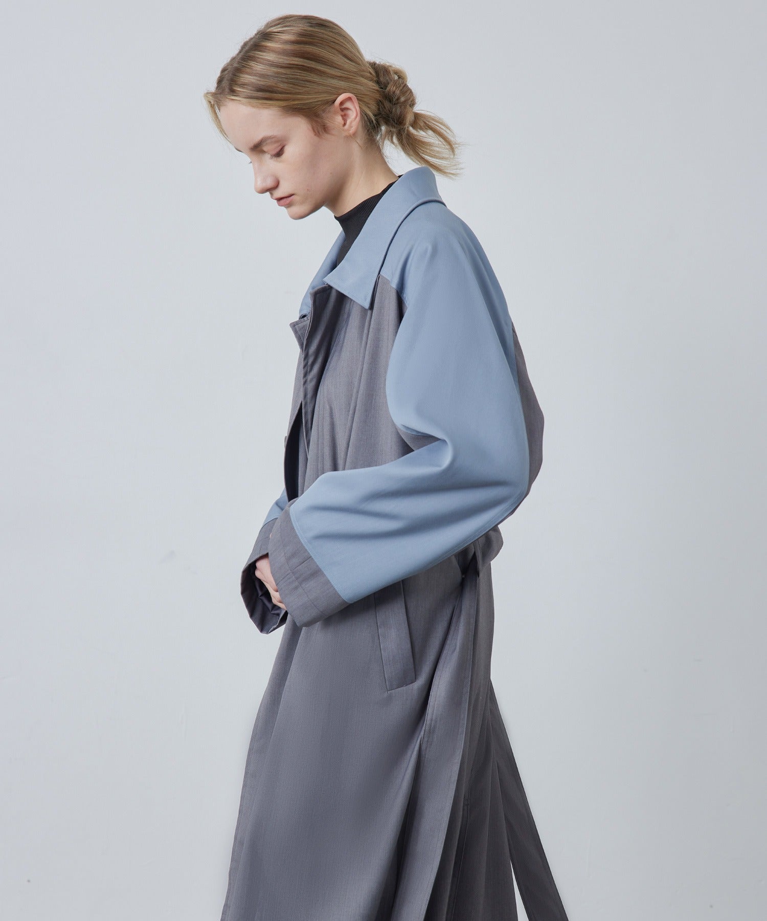 Oversized Bi-Color Raglan Sleeve Trench Coat