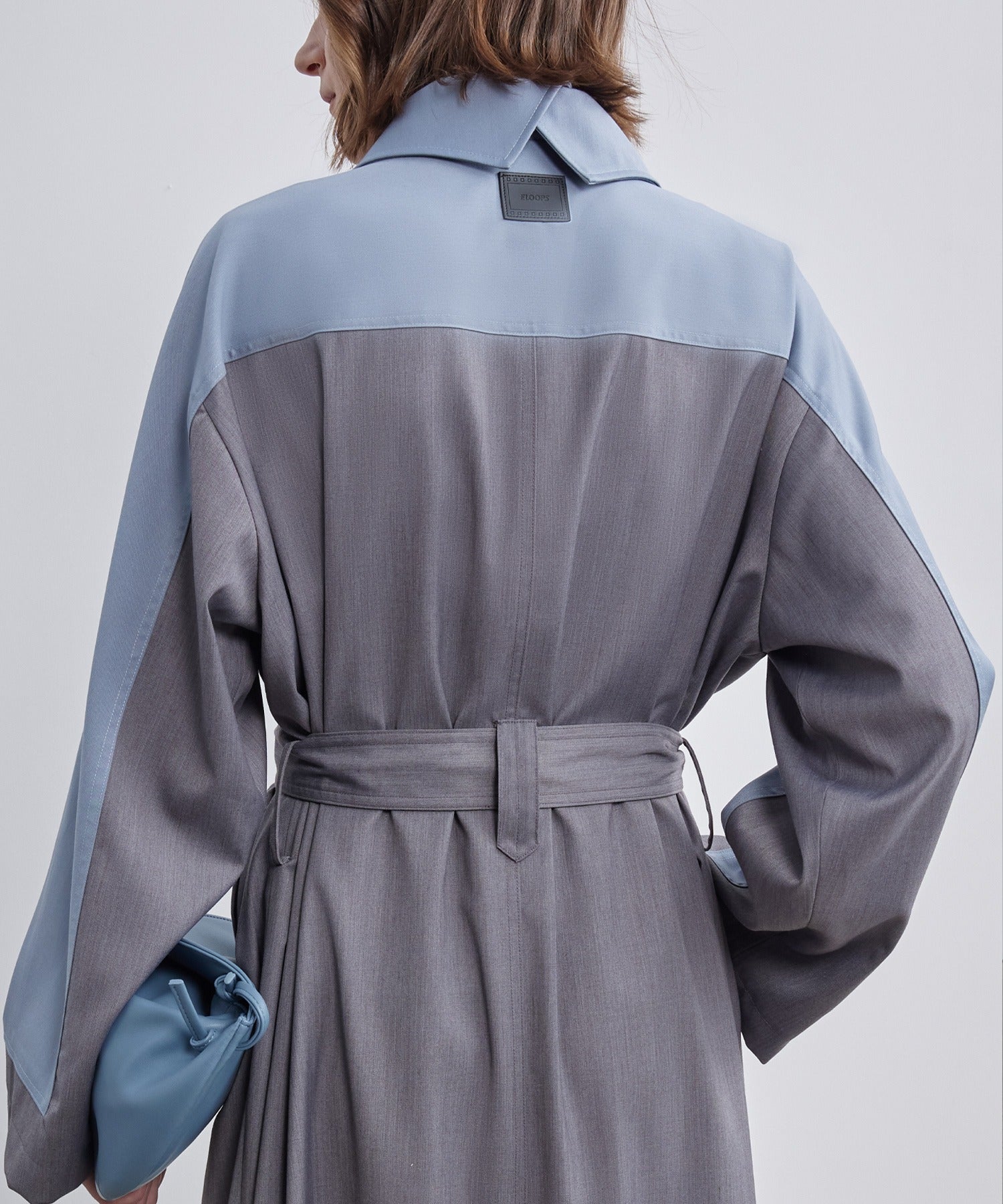 Oversized Bi-Color Raglan Sleeve Trench Coat