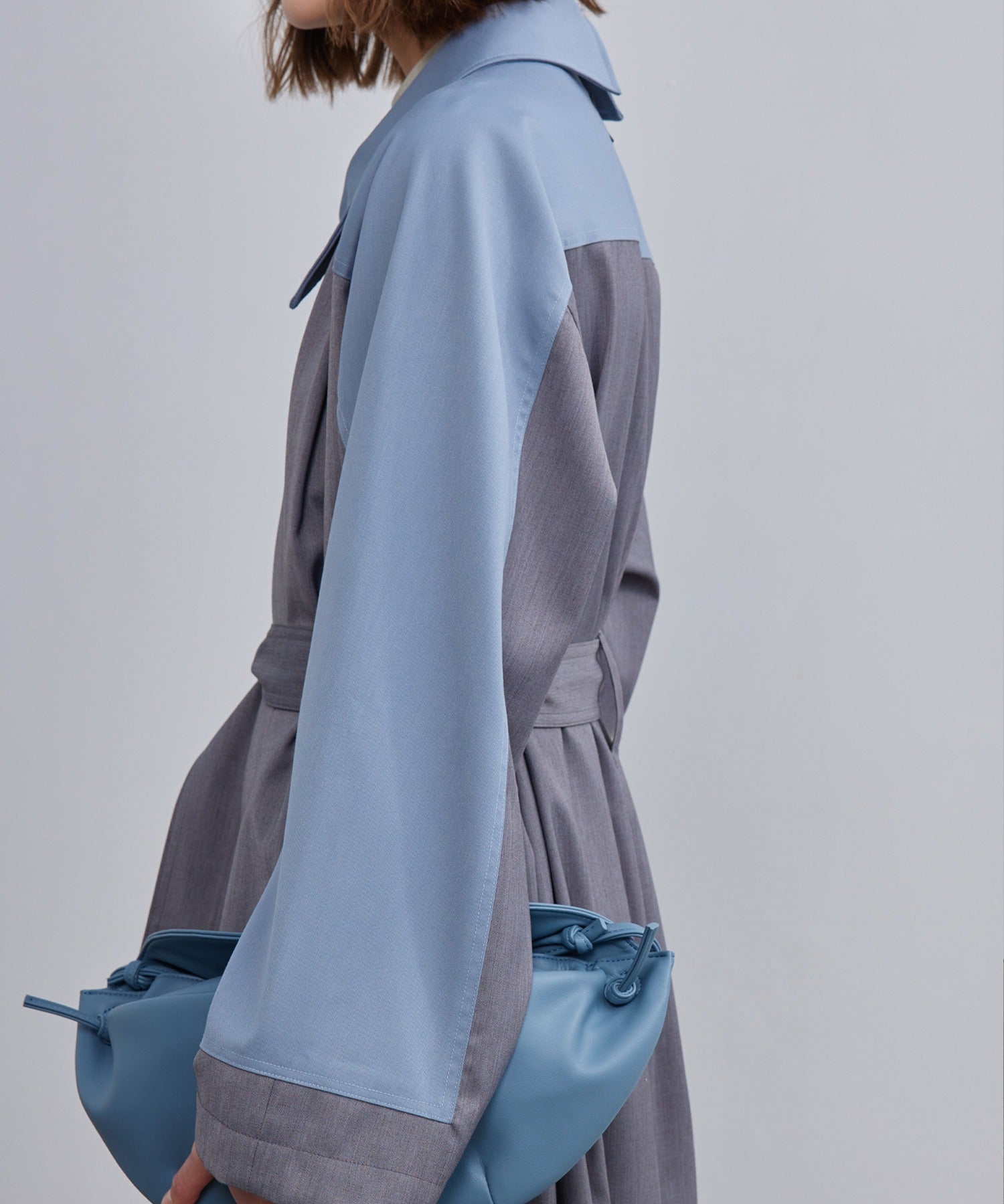 Oversized Bi-Color Raglan Sleeve Trench Coat