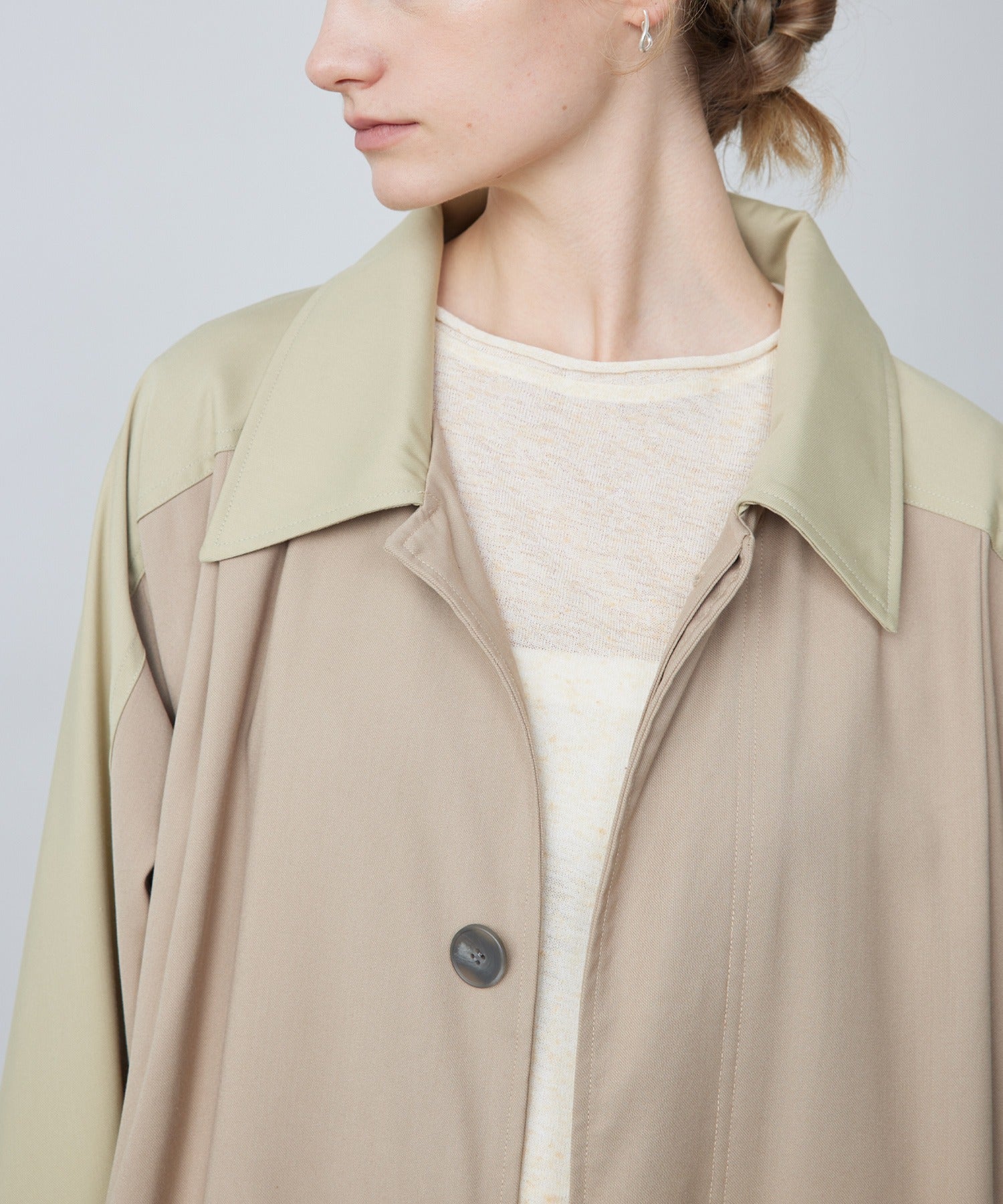 Oversized Bi-Color Raglan Sleeve Trench Coat