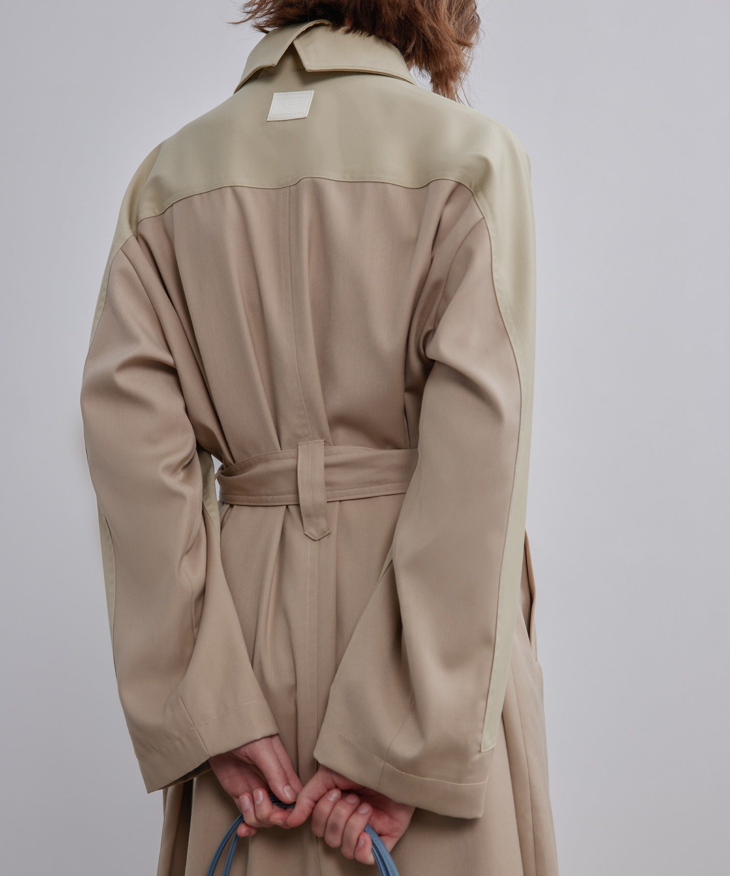 Oversized Bi-Color Raglan Sleeve Trench Coat