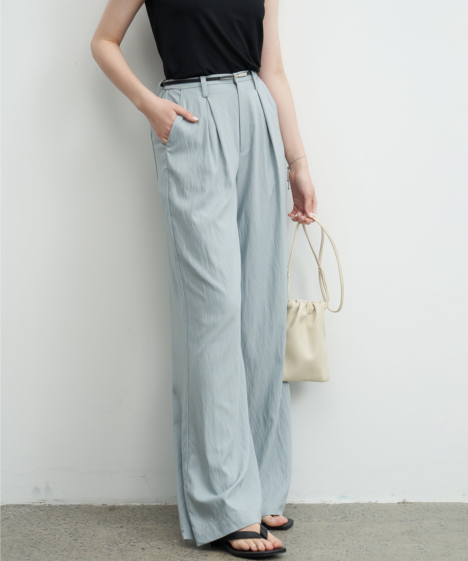 Darted Wide-Leg Pants