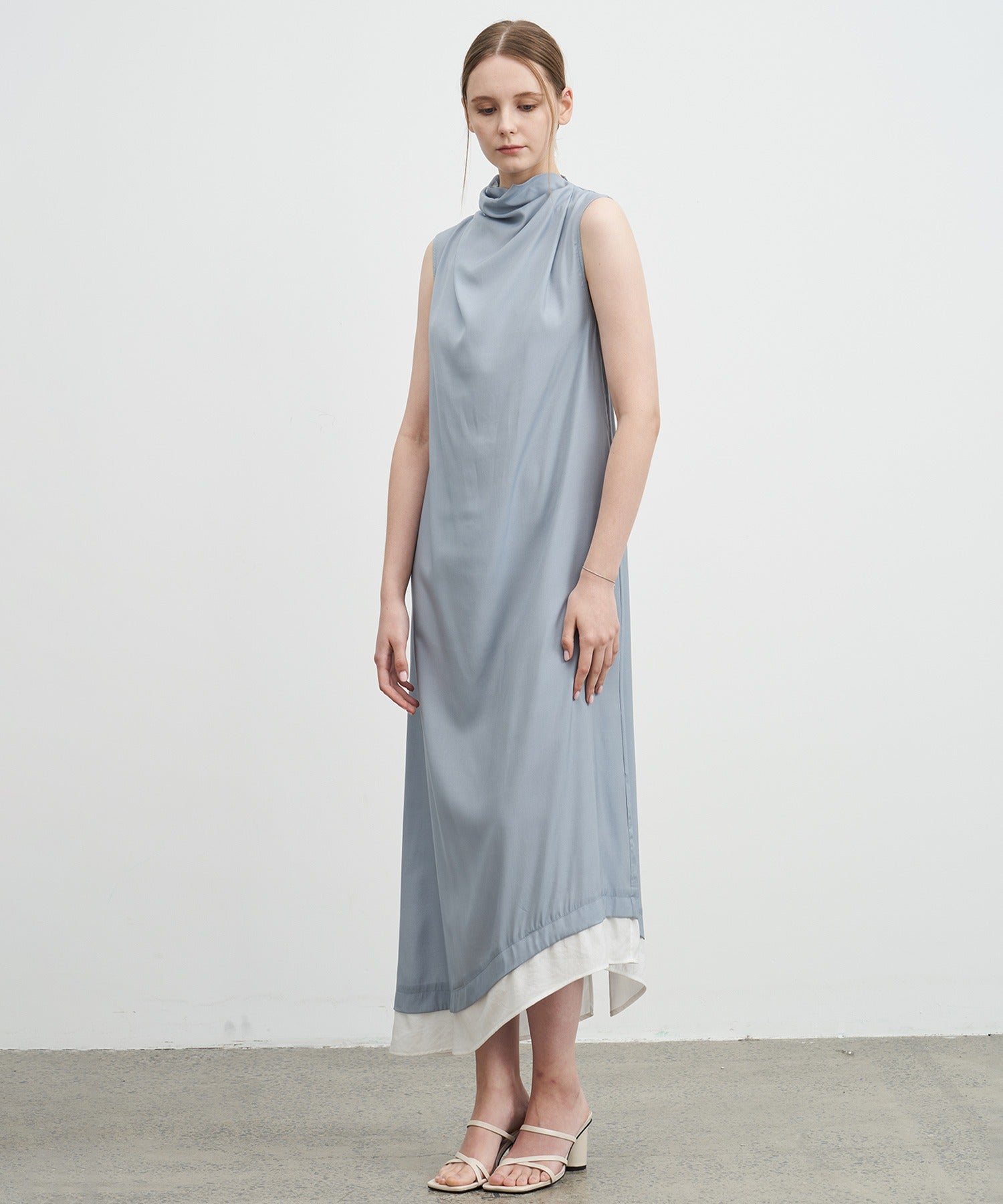 Drape Collar Layered-Style Dress