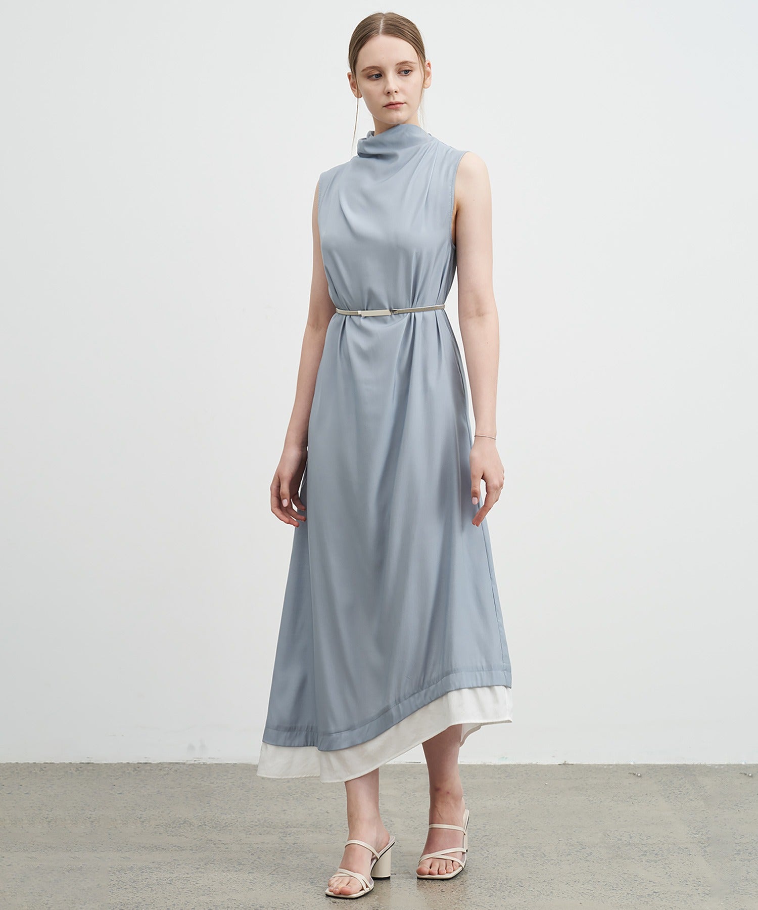 Drape Collar Layered-Style Dress