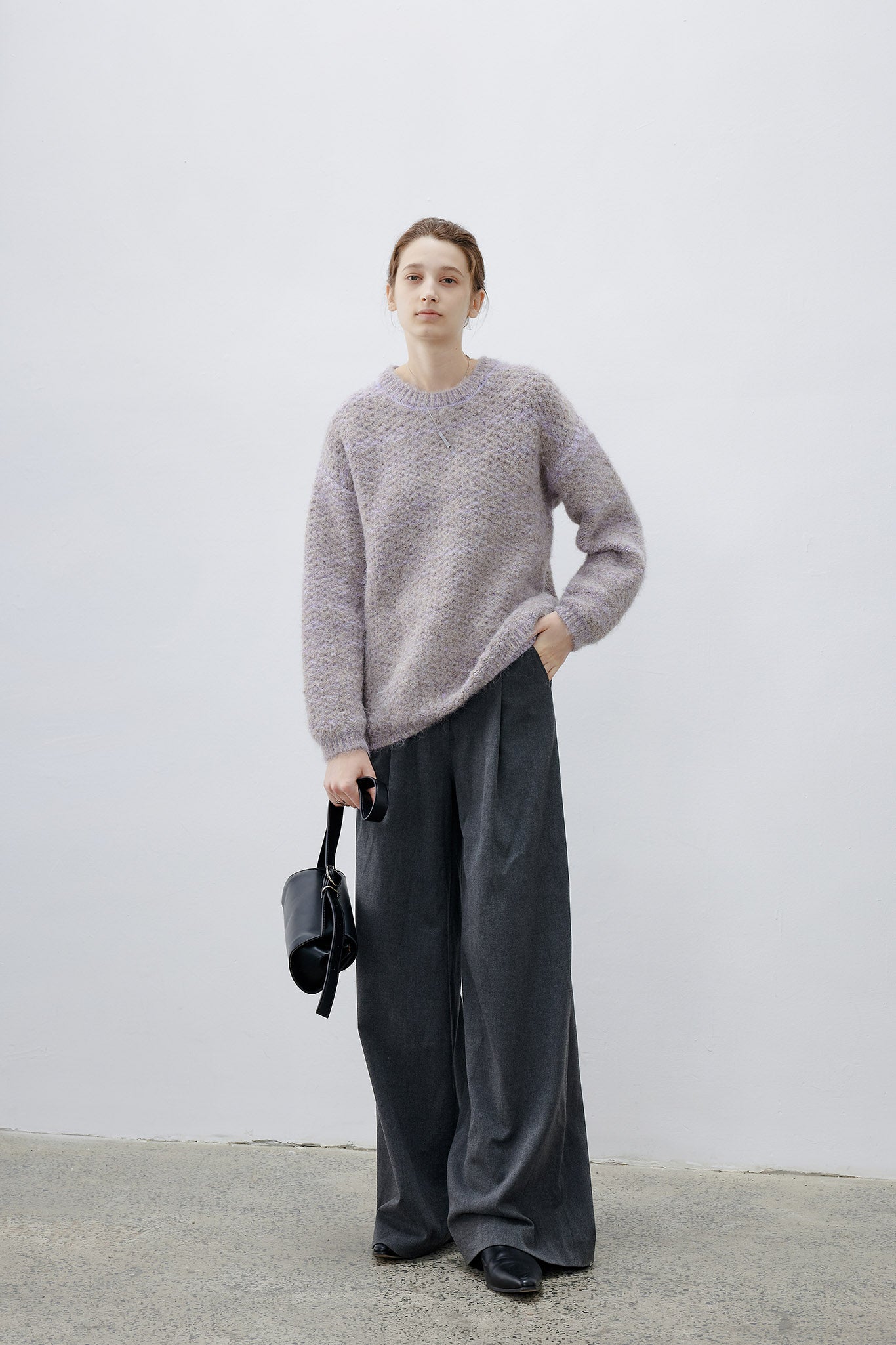 [tageechita] Wool blend crew neck knit