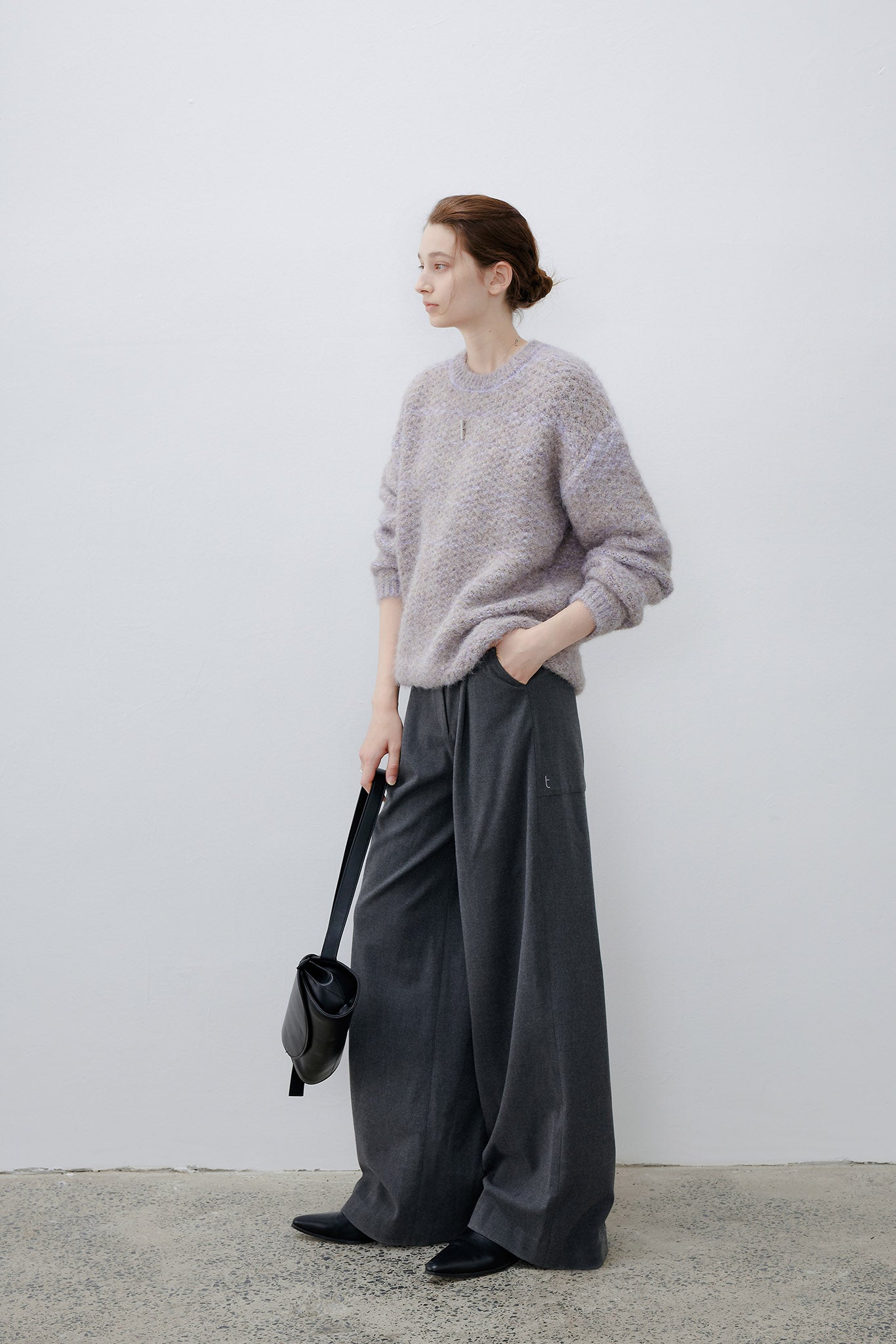 [tageechita] Wool blend crew neck knit