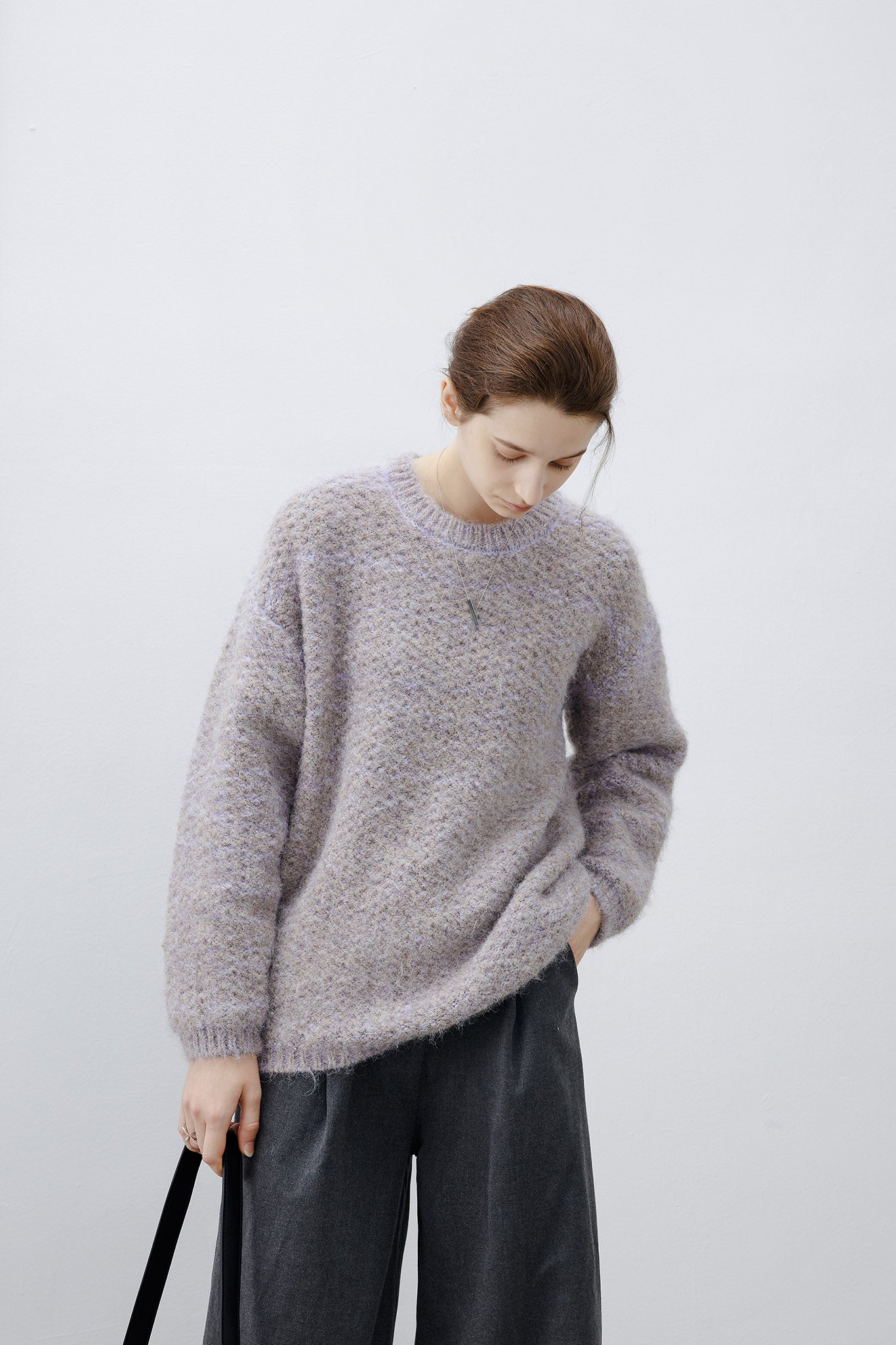 [tageechita] Wool blend crew neck knit