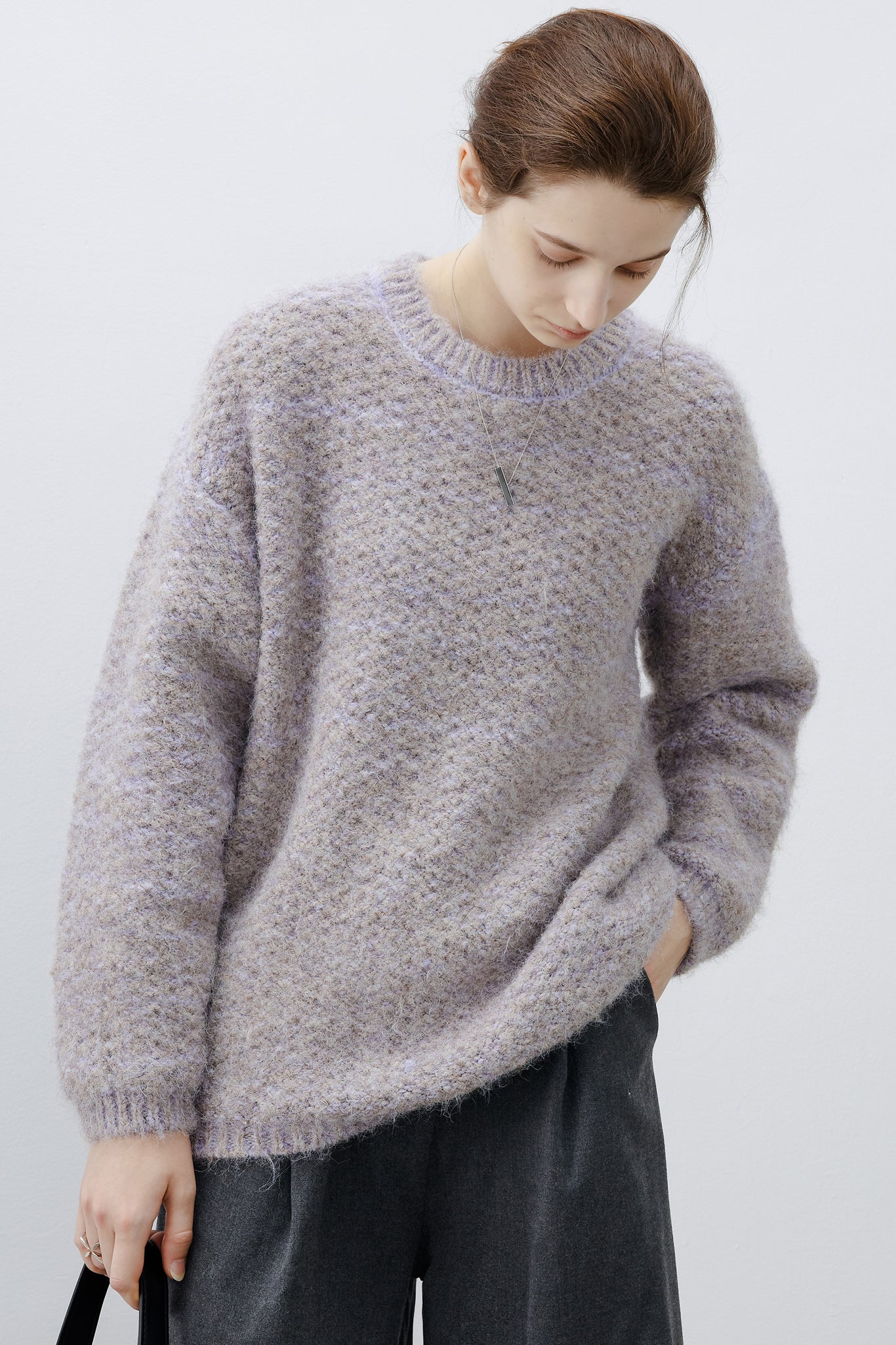 [tageechita] Wool blend crew neck knit