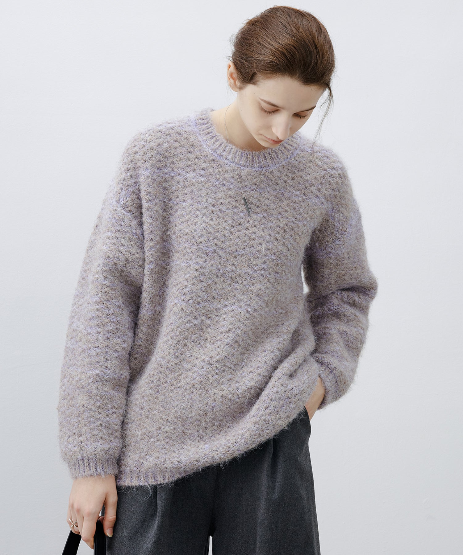 [tageechita] Wool blend crew neck knit