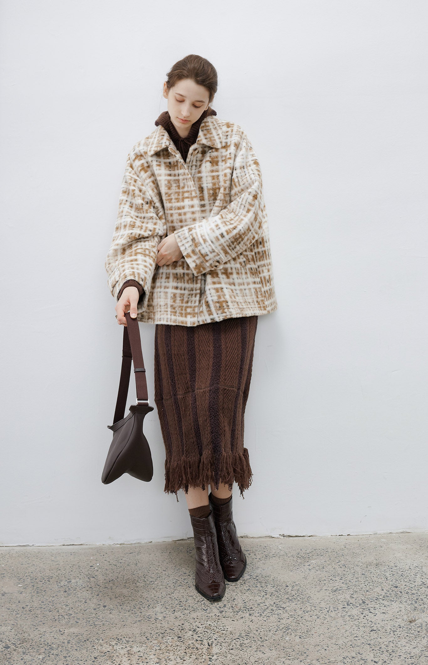 [tageechita] Compressed wool random check jacket