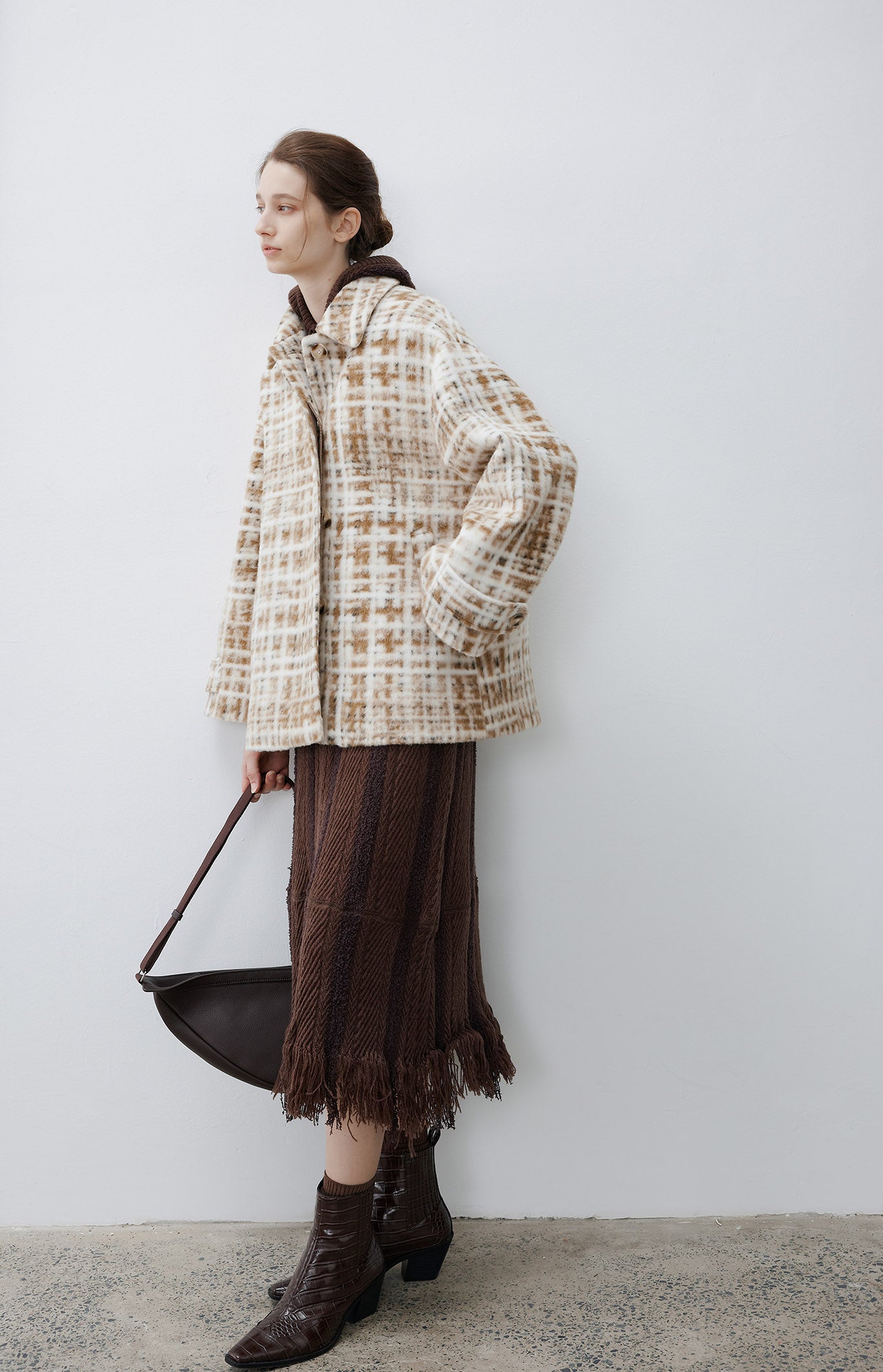 [tageechita] Compressed wool random check jacket