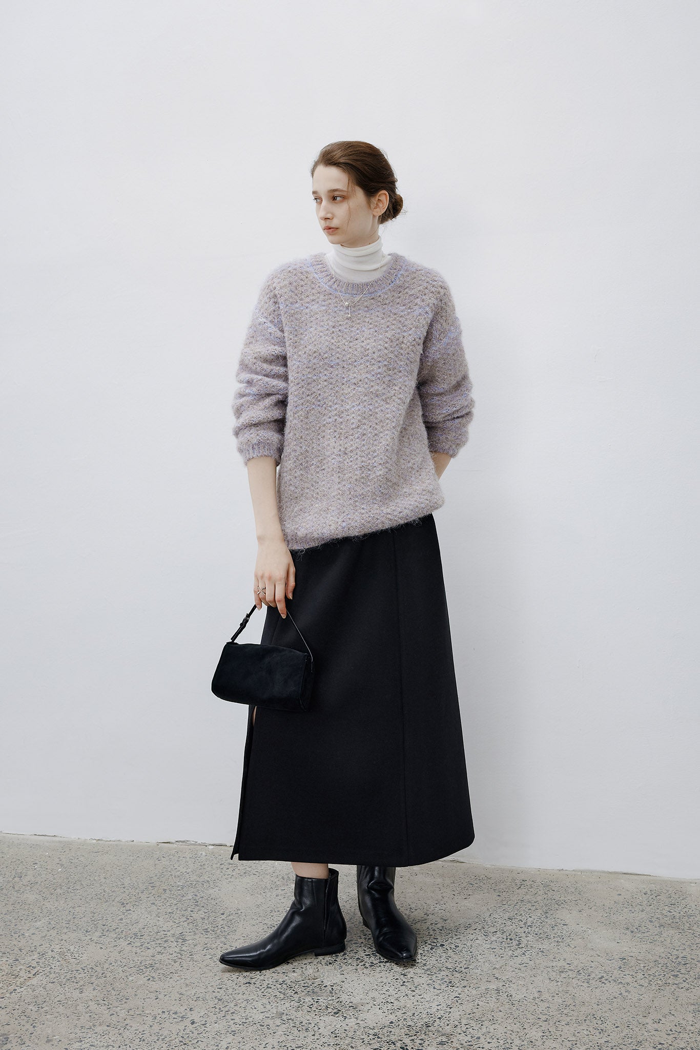 [tageechita] Wool blend crew neck knit