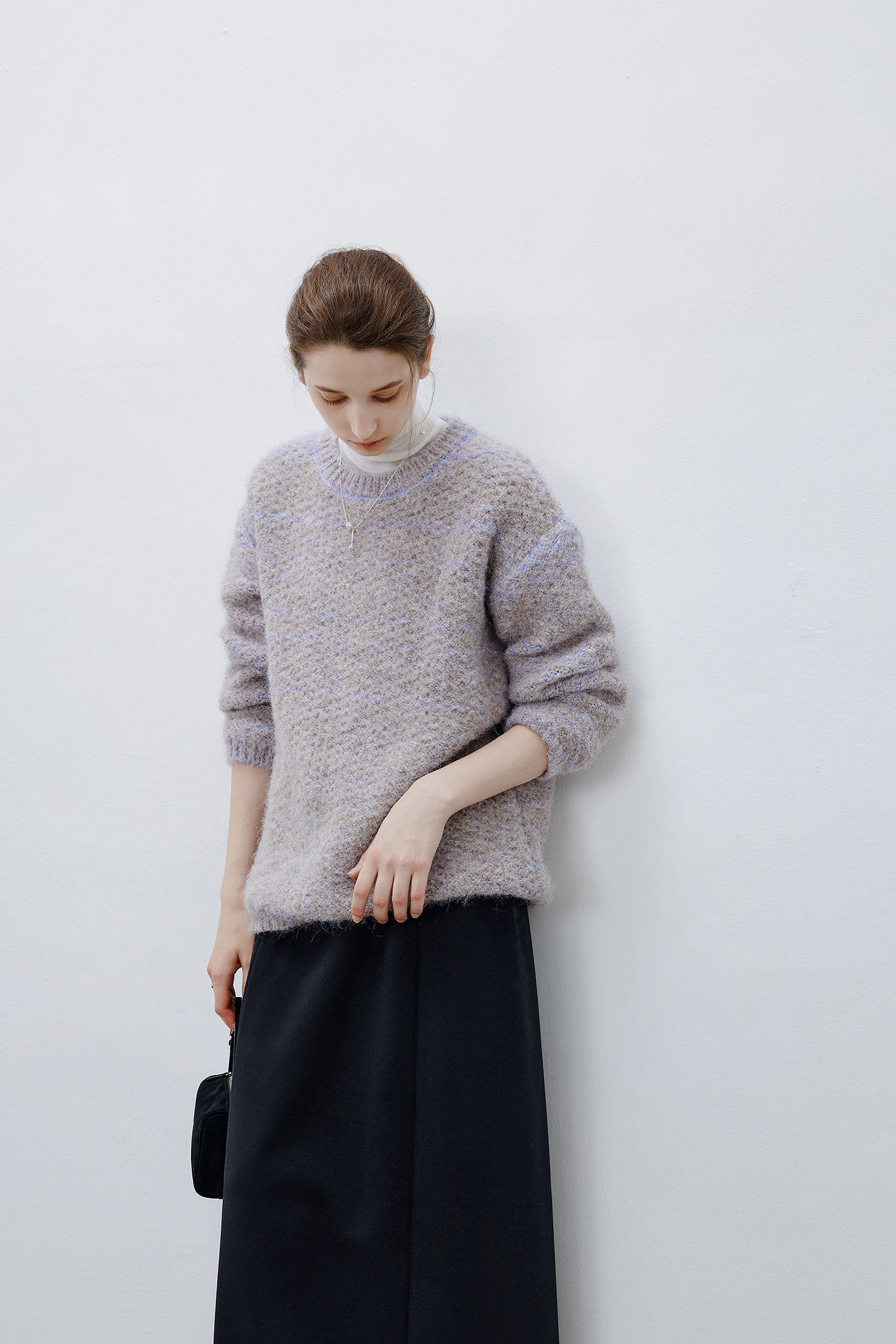 [tageechita] Wool blend crew neck knit