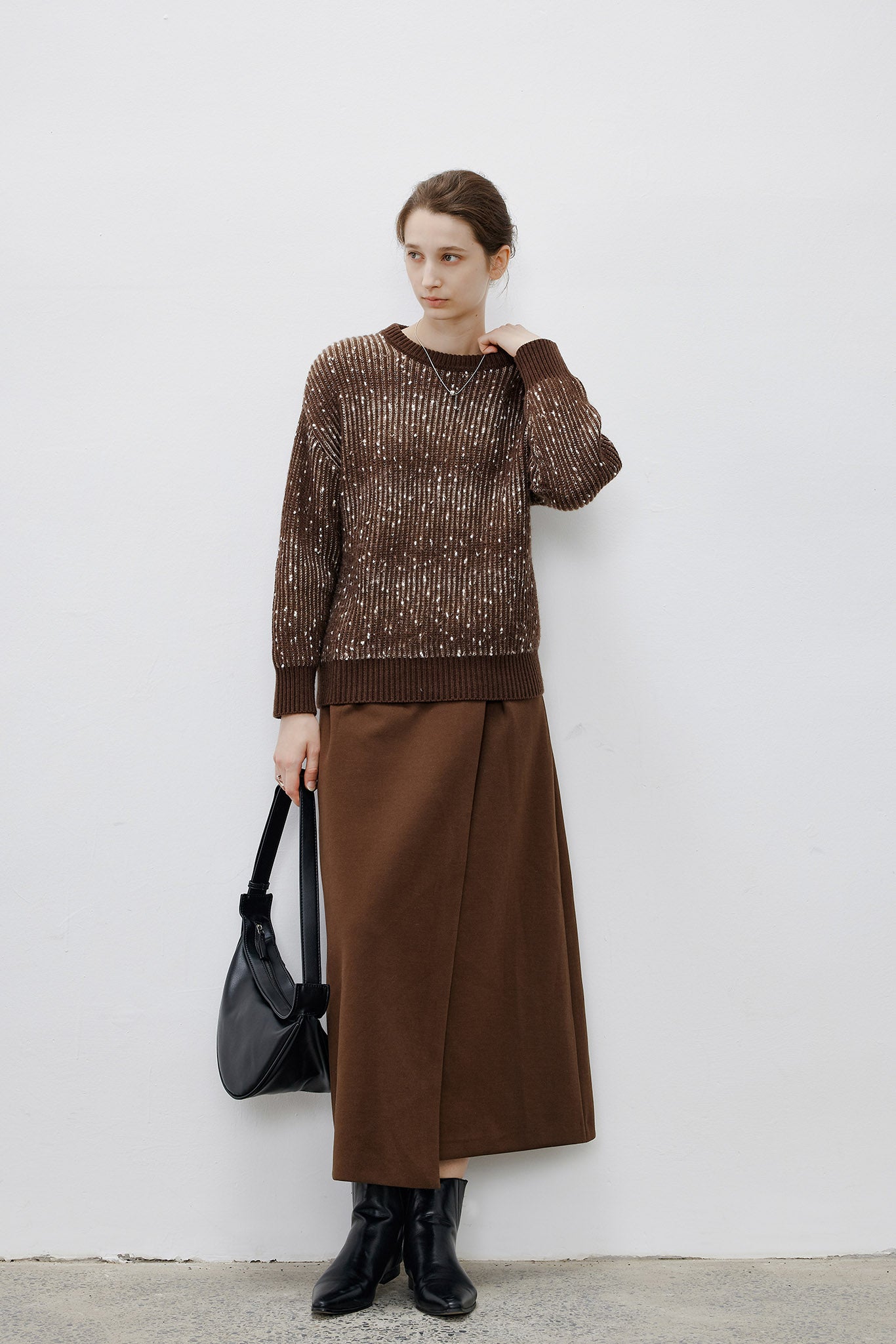 [tageechita] Random dot jacquard crew neck knit