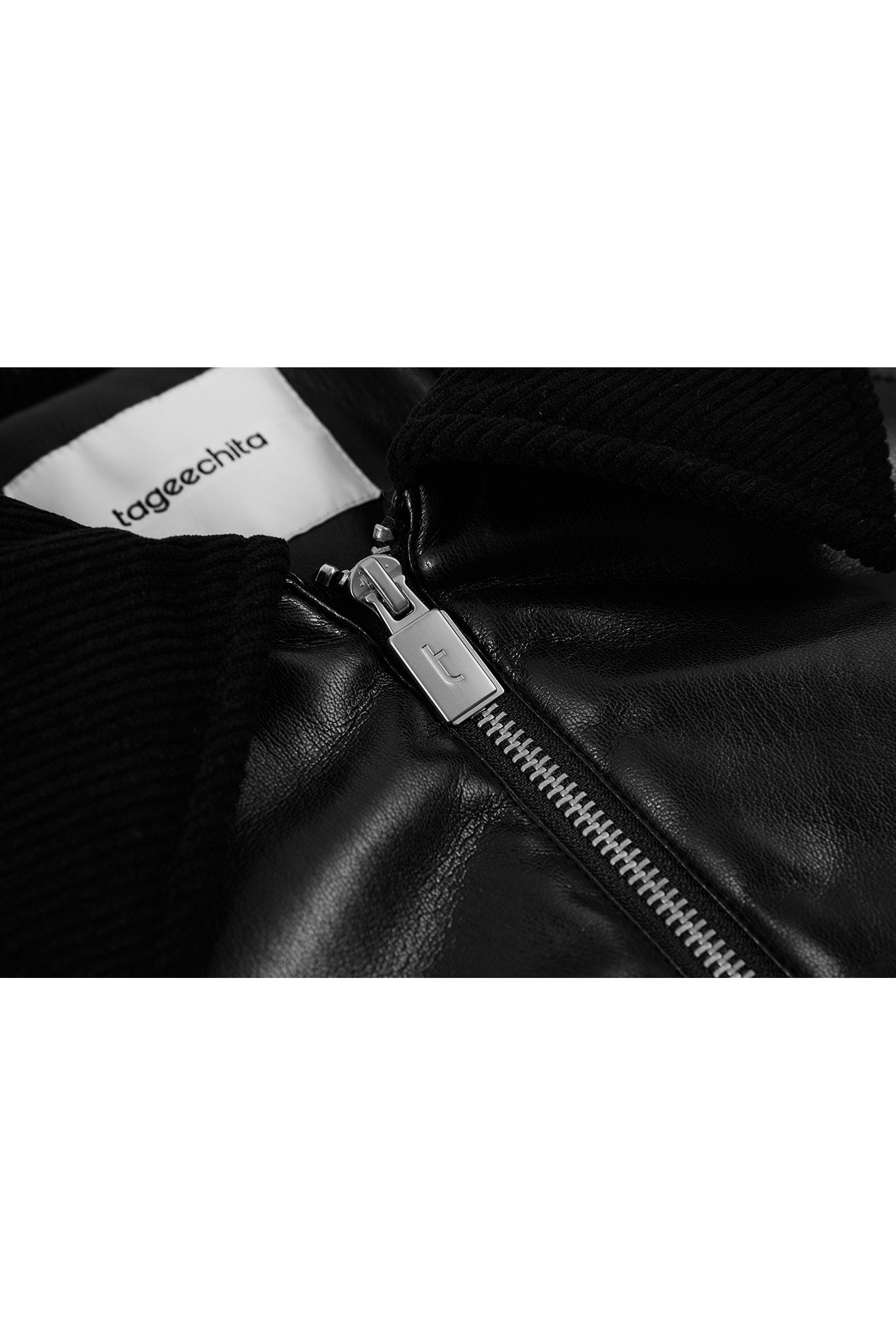 [tageechita] Faux leather flight blouson