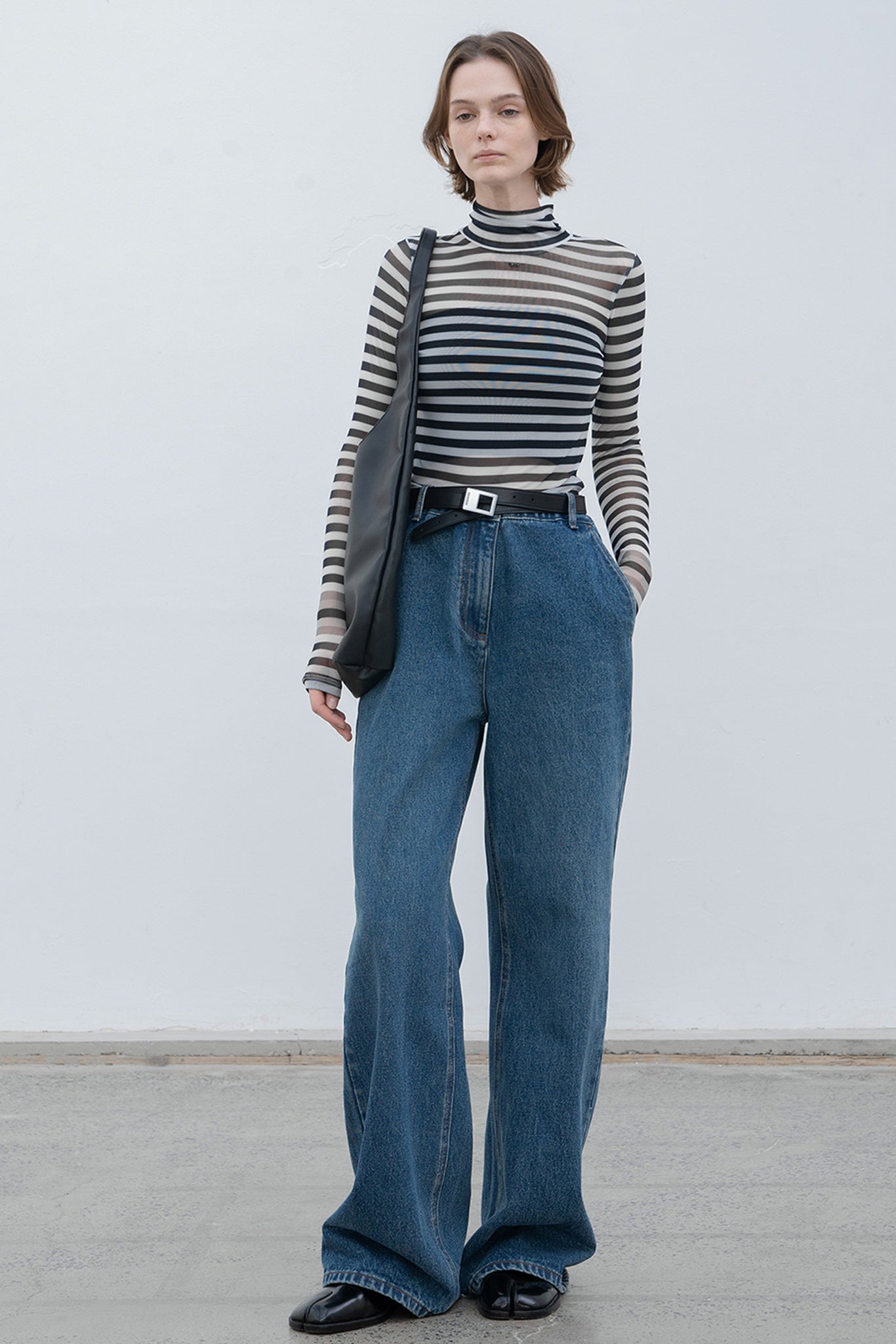 narrow wide straight denim pants