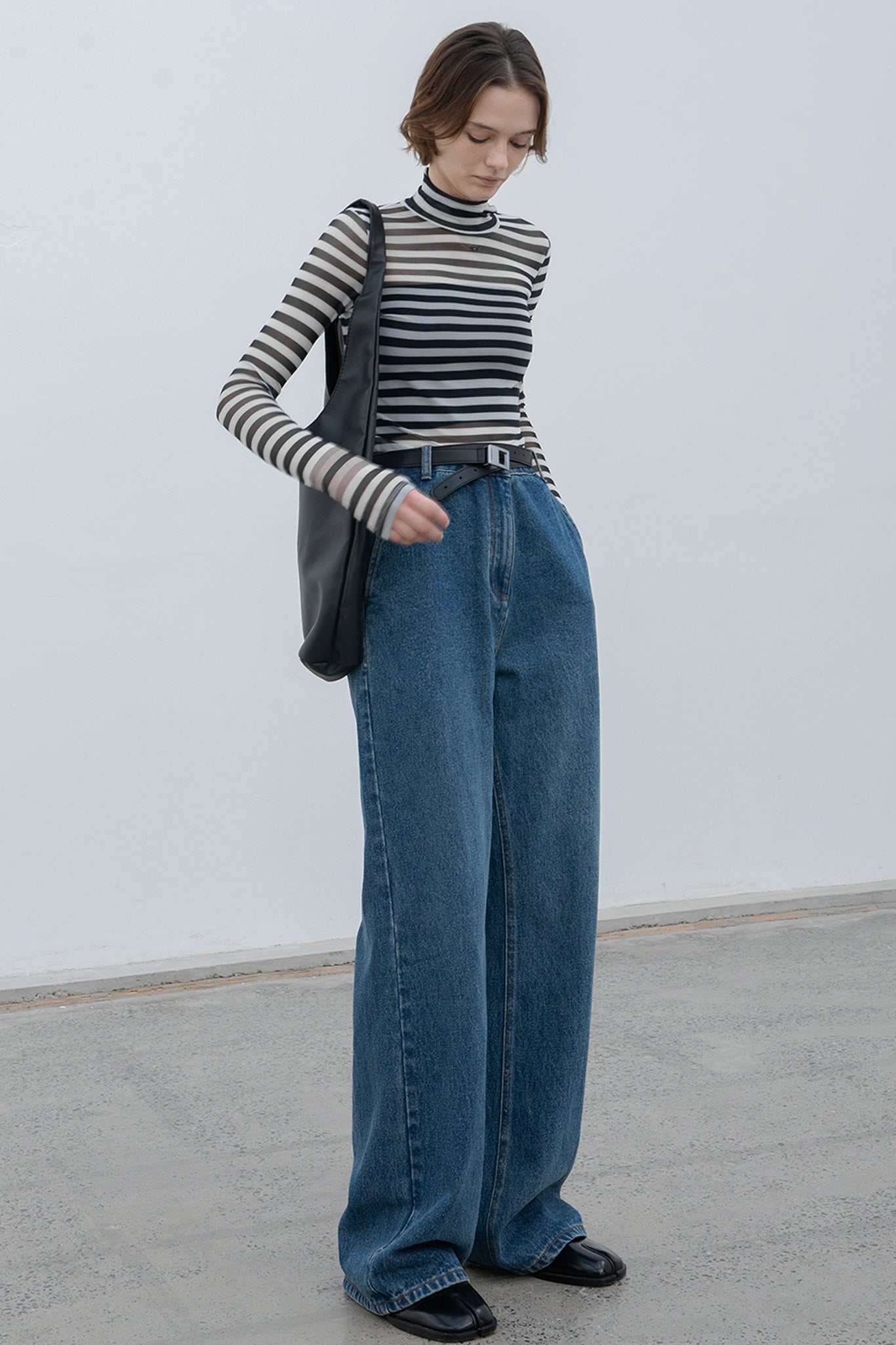 narrow wide straight denim pants