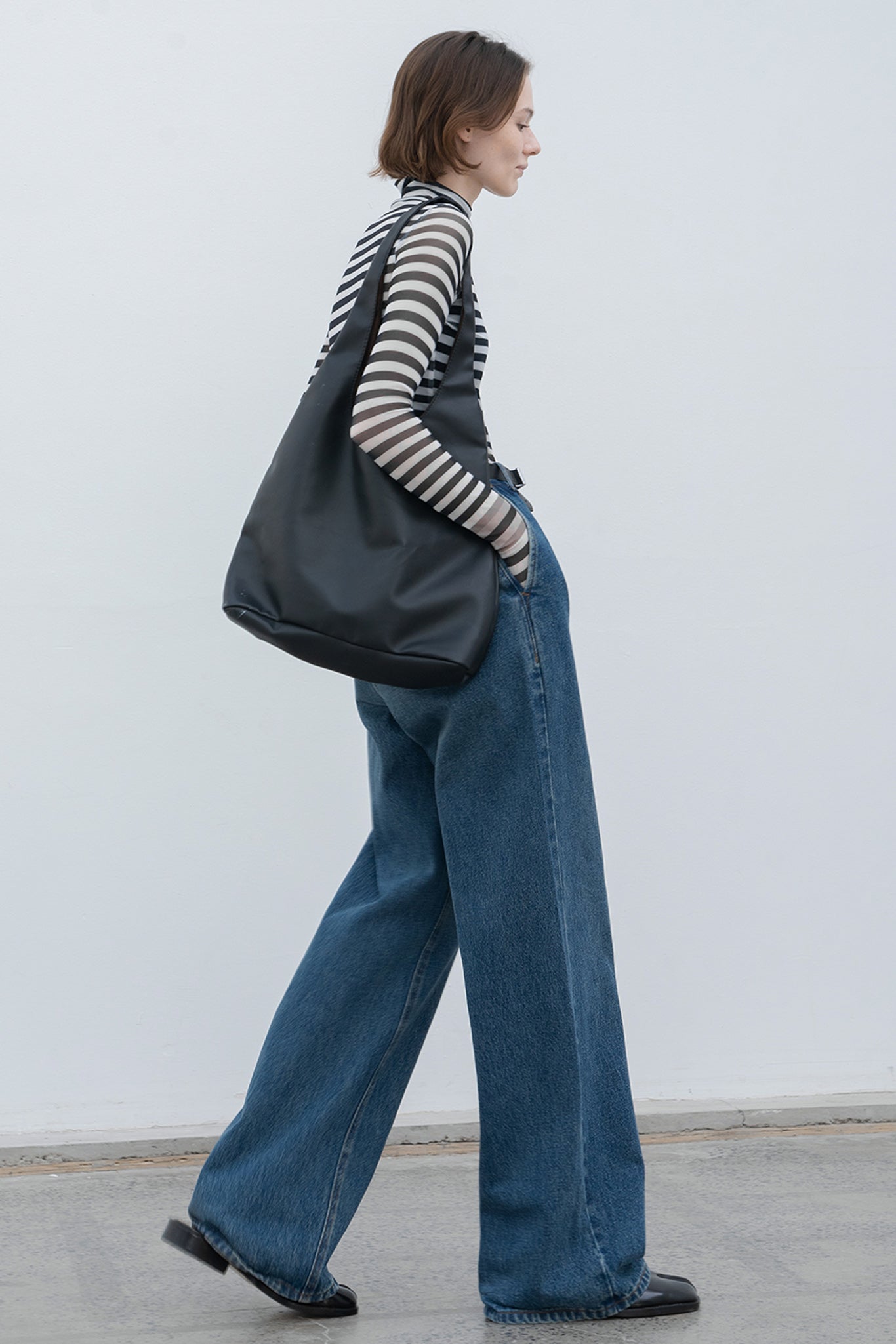 narrow wide straight denim pants