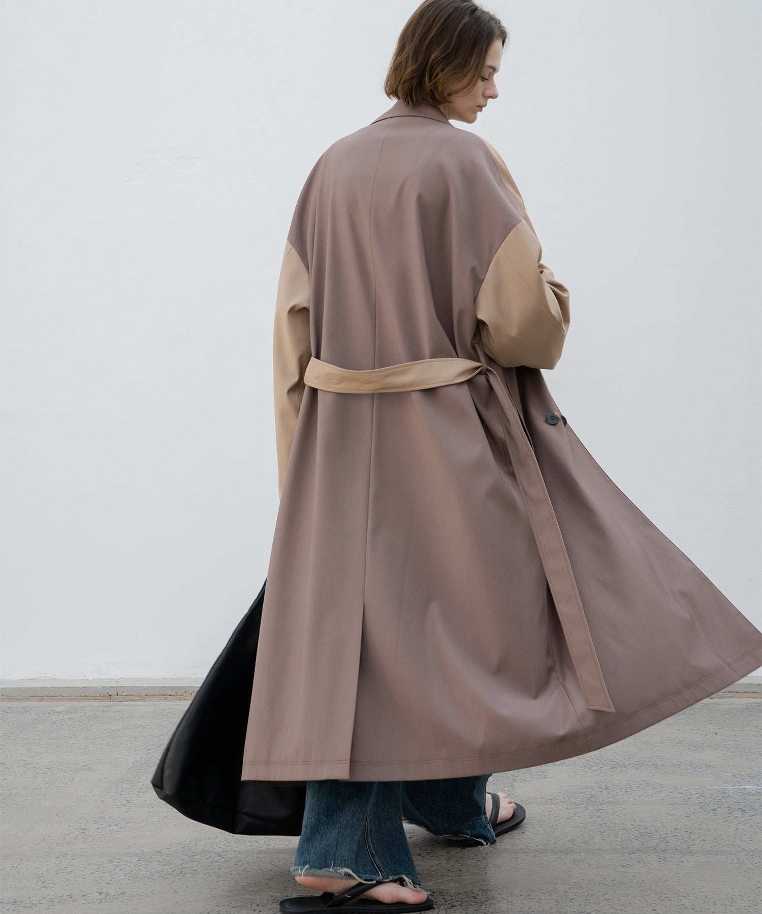 Layered Color Block Oversized Trench Coat