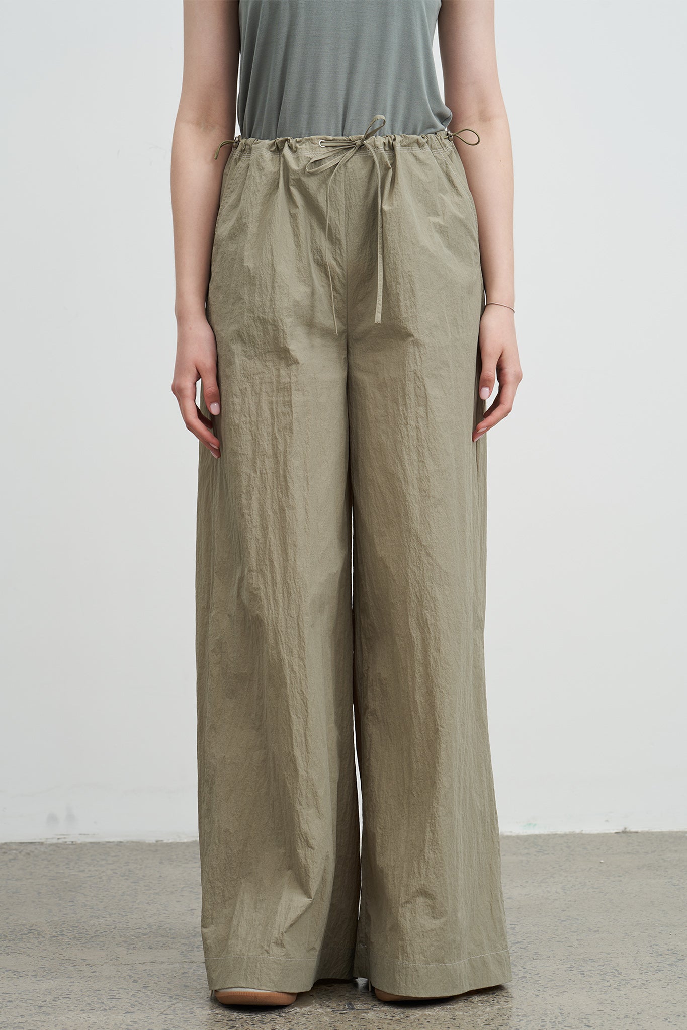 Adjustable Nylon Wide Pants