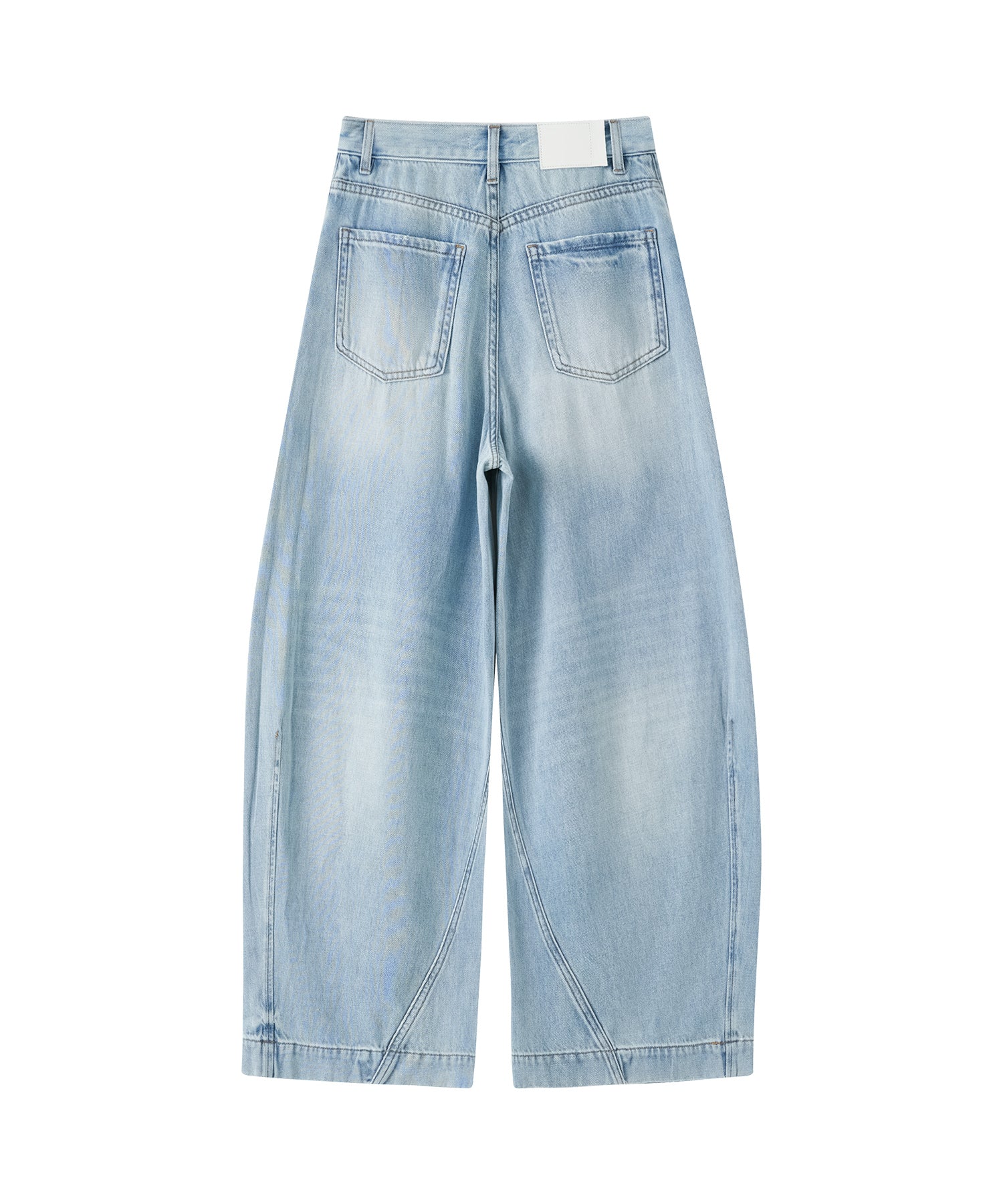 Light Wash Curved Wide-Leg Jeans with High Waist