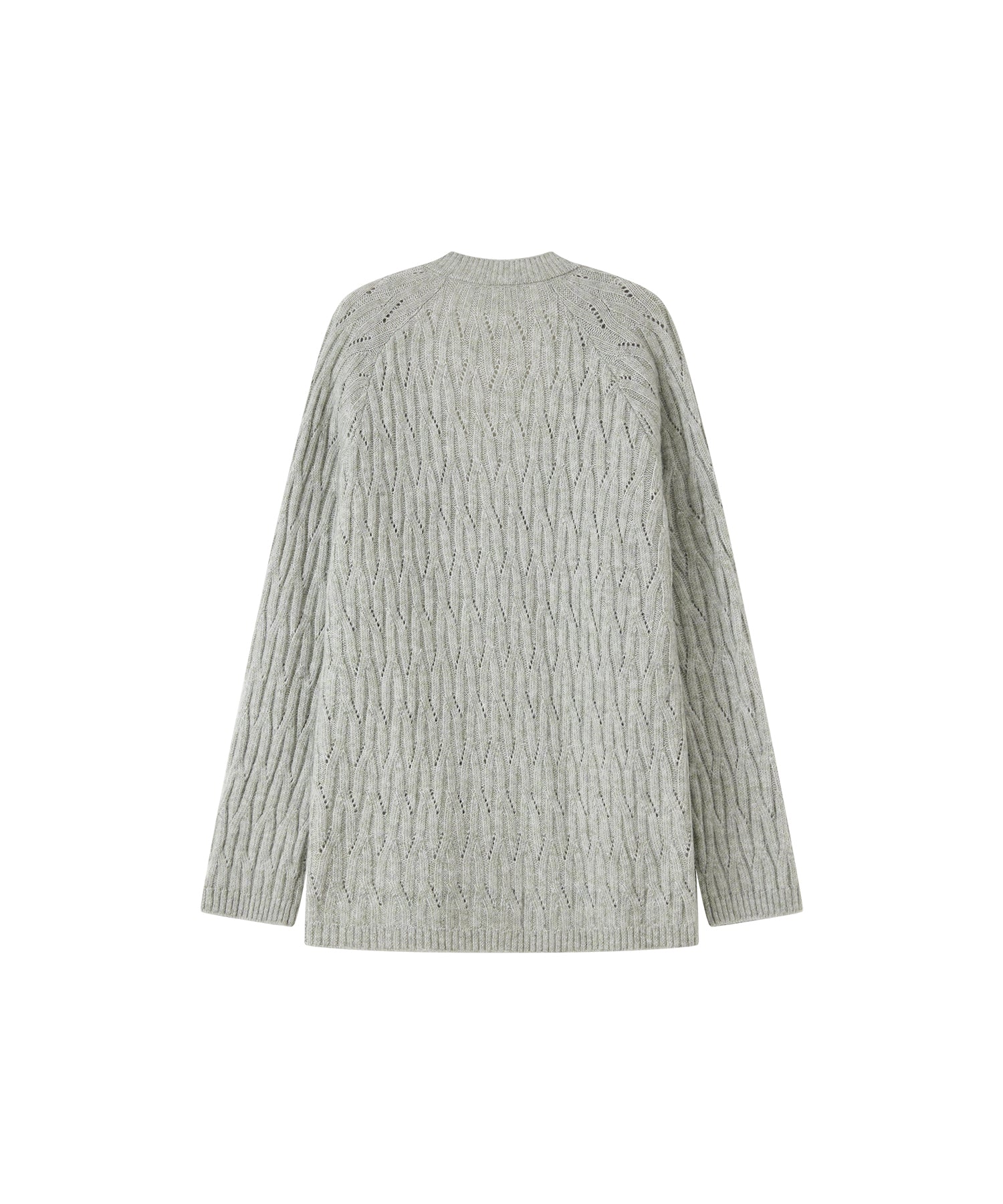 Wool-Blend Asymmetric Cable Knit Cardigan