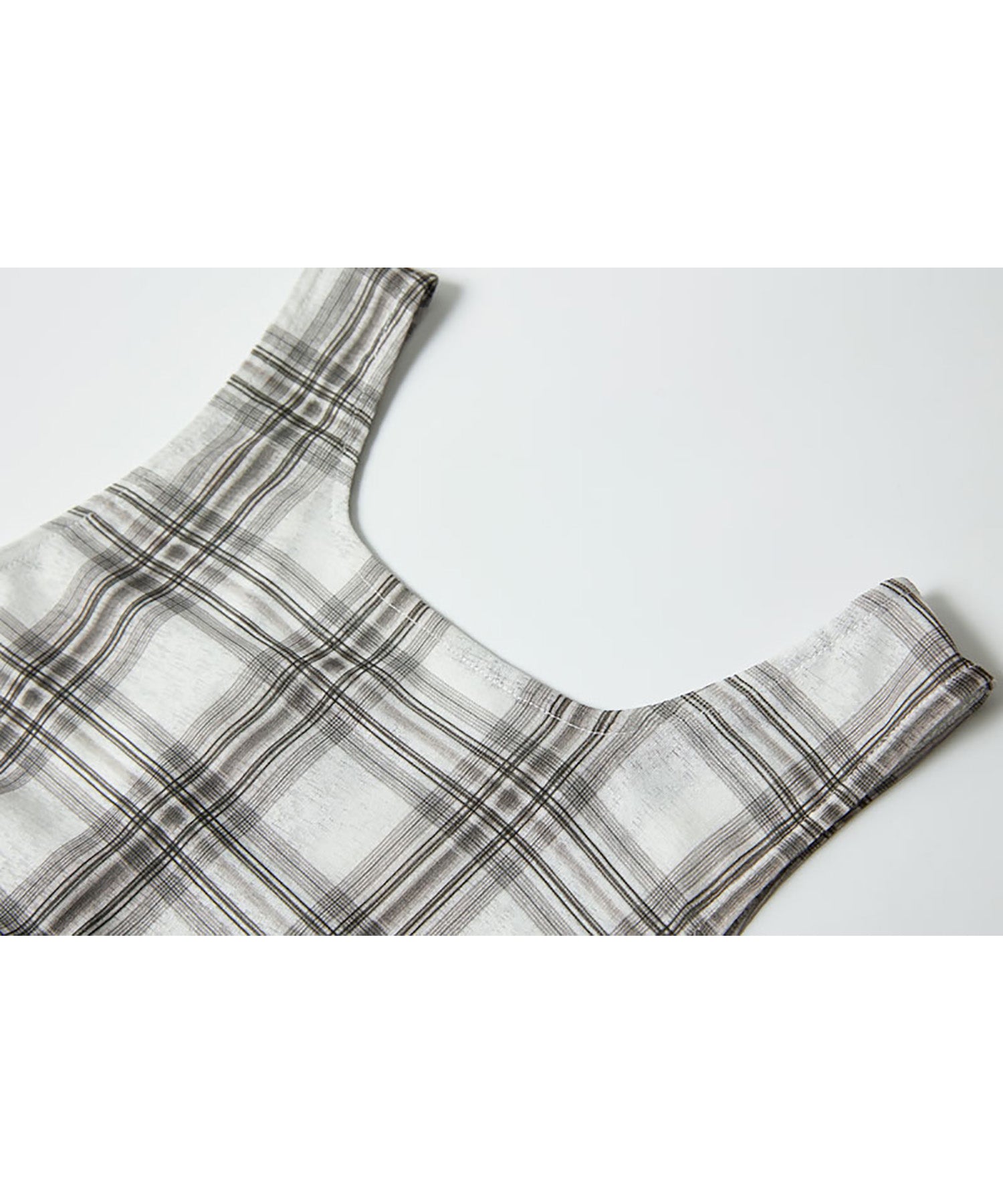 Ruched Checkered Sleeveless Top – Slim Fit Summer Blouse