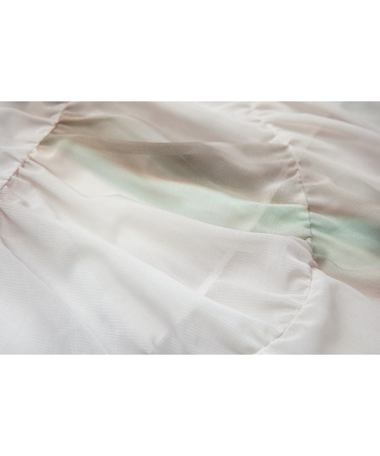 Art Print Sheer Long Sleeve Top with Draped Details