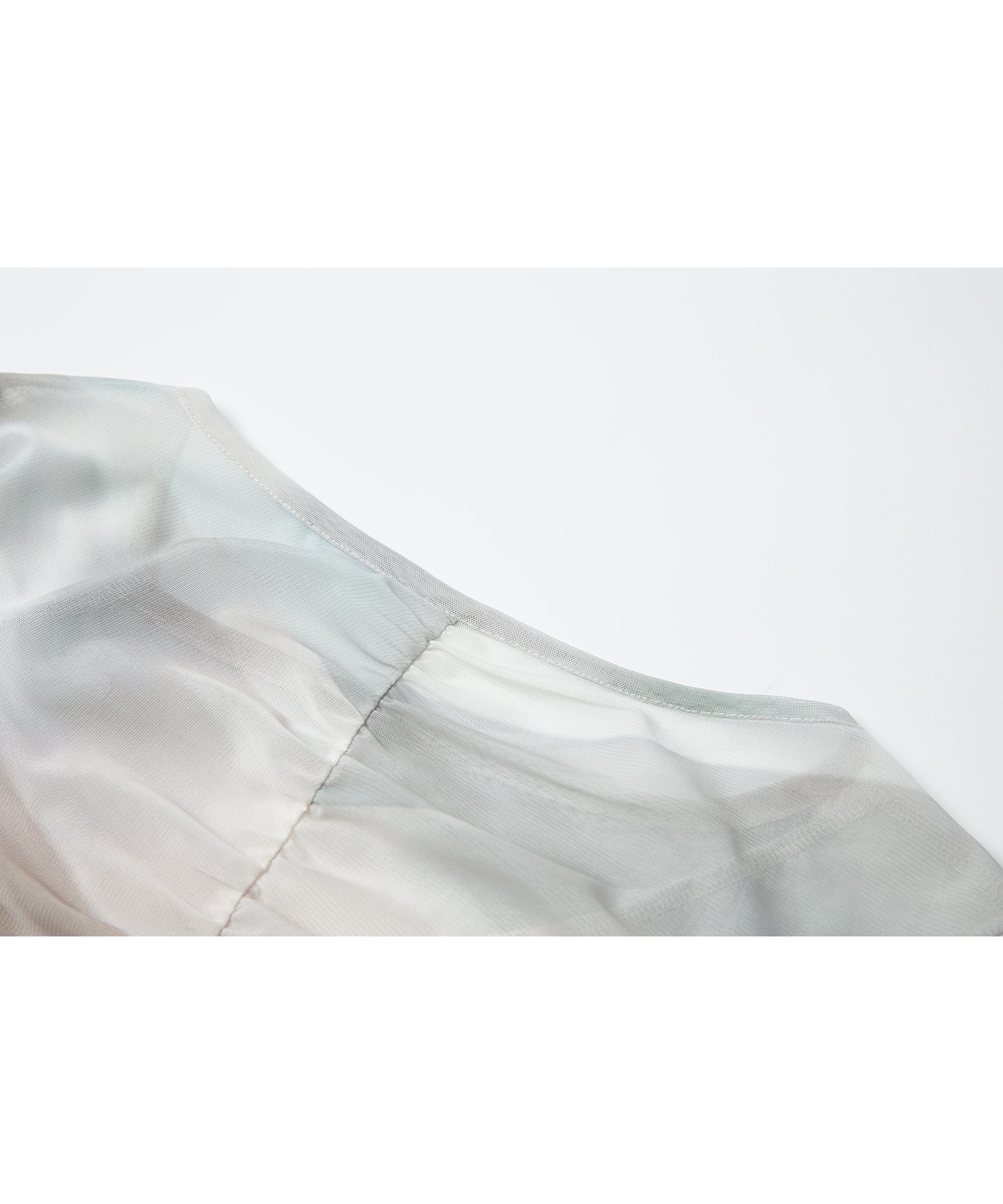 Art Print Sheer Long Sleeve Top with Draped Details