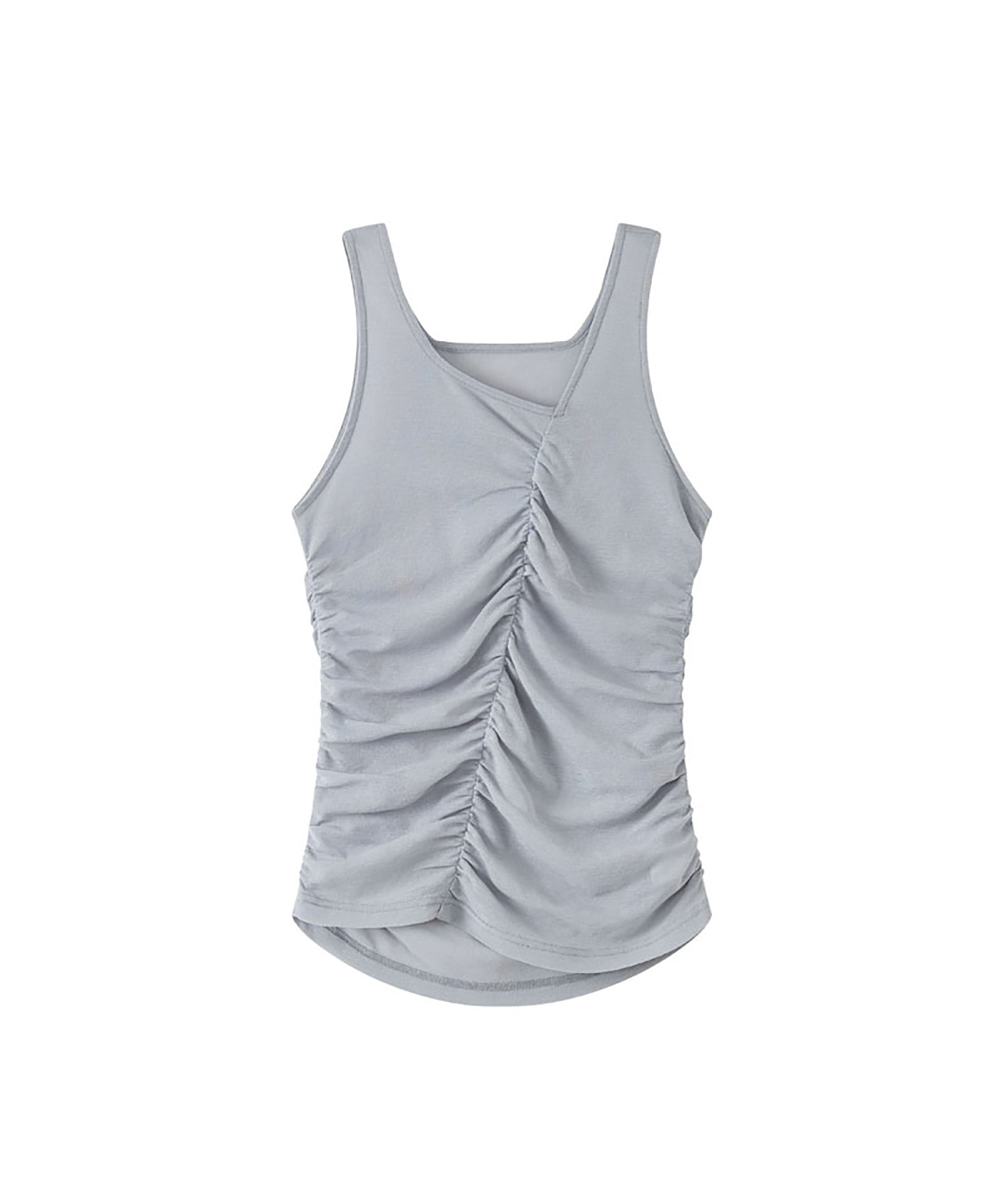 Ruched Checkered Sleeveless Top – Slim Fit Summer Blouse