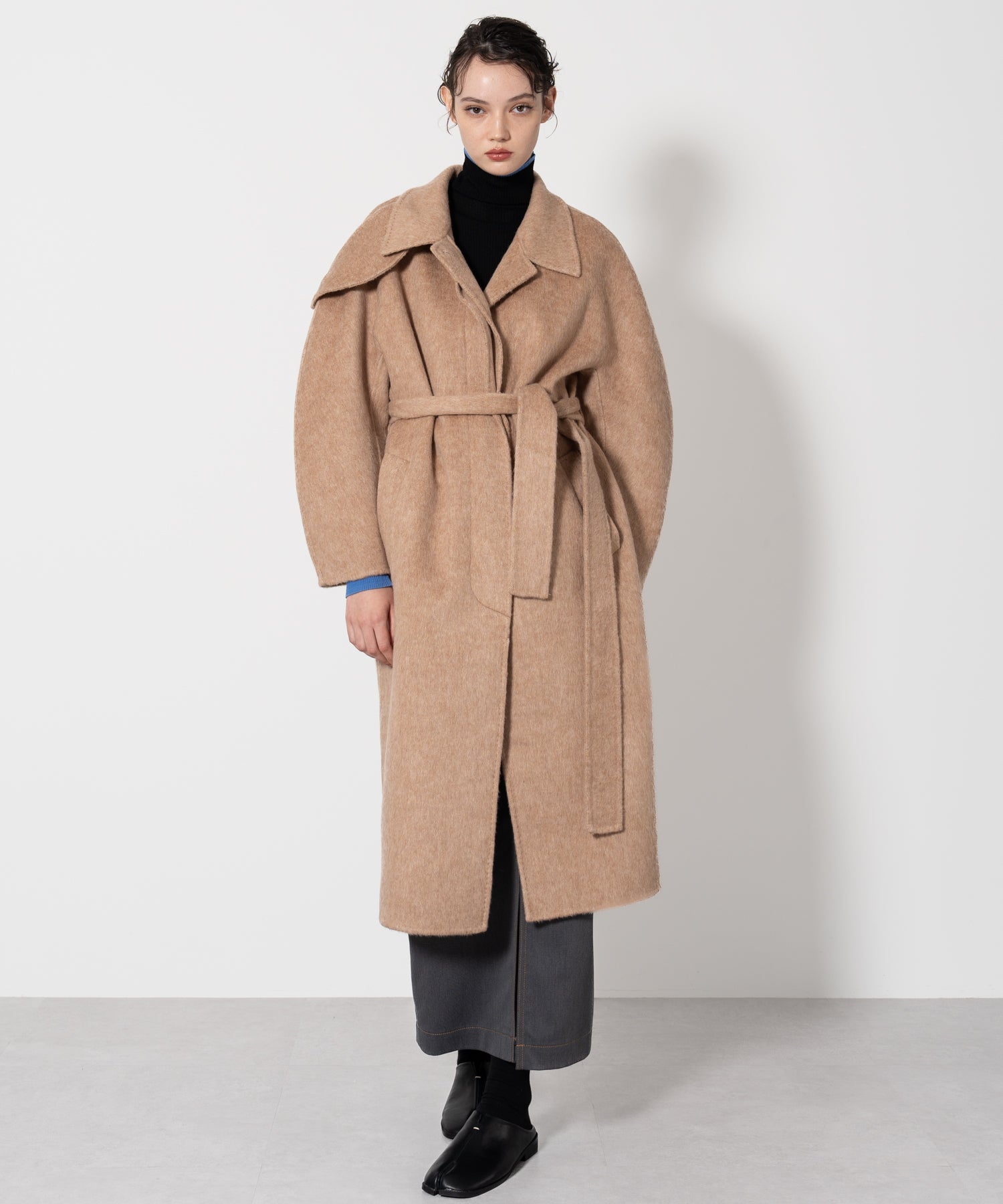 Wool Cocoon Long Coat