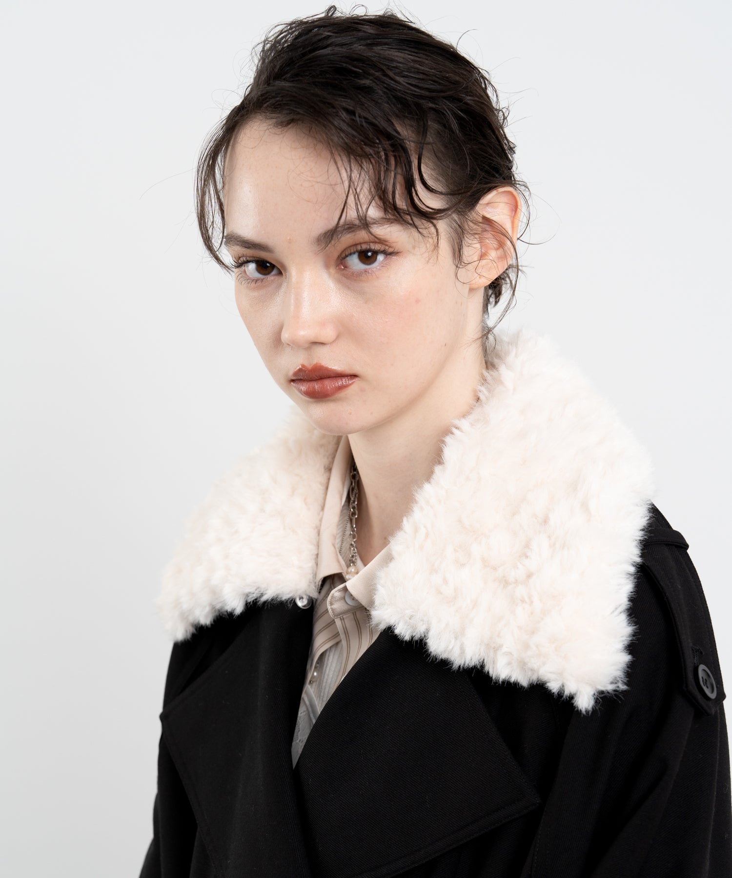 Removable Inner Down Faux Fur Collar Coat