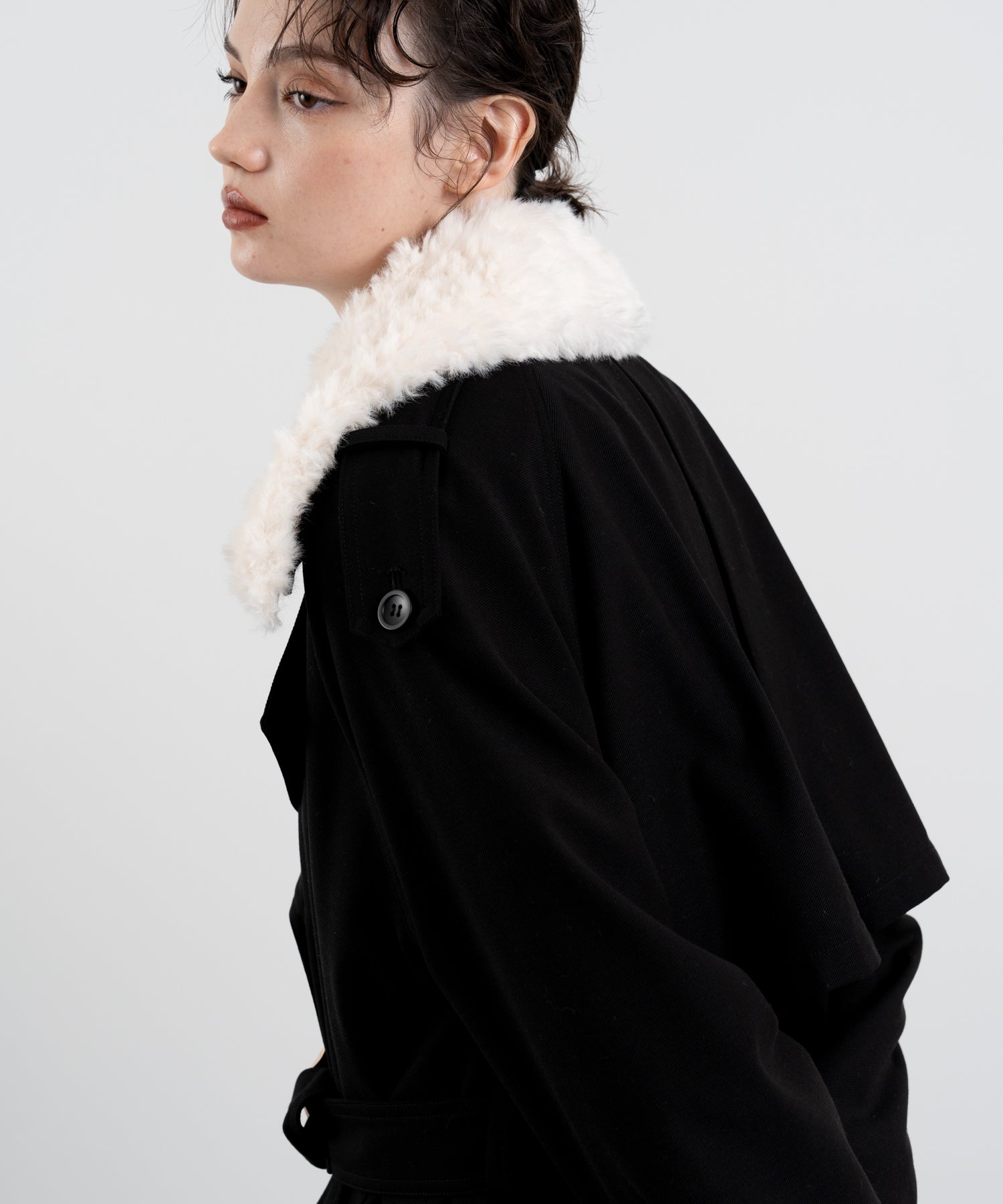 Removable Inner Down Faux Fur Collar Coat