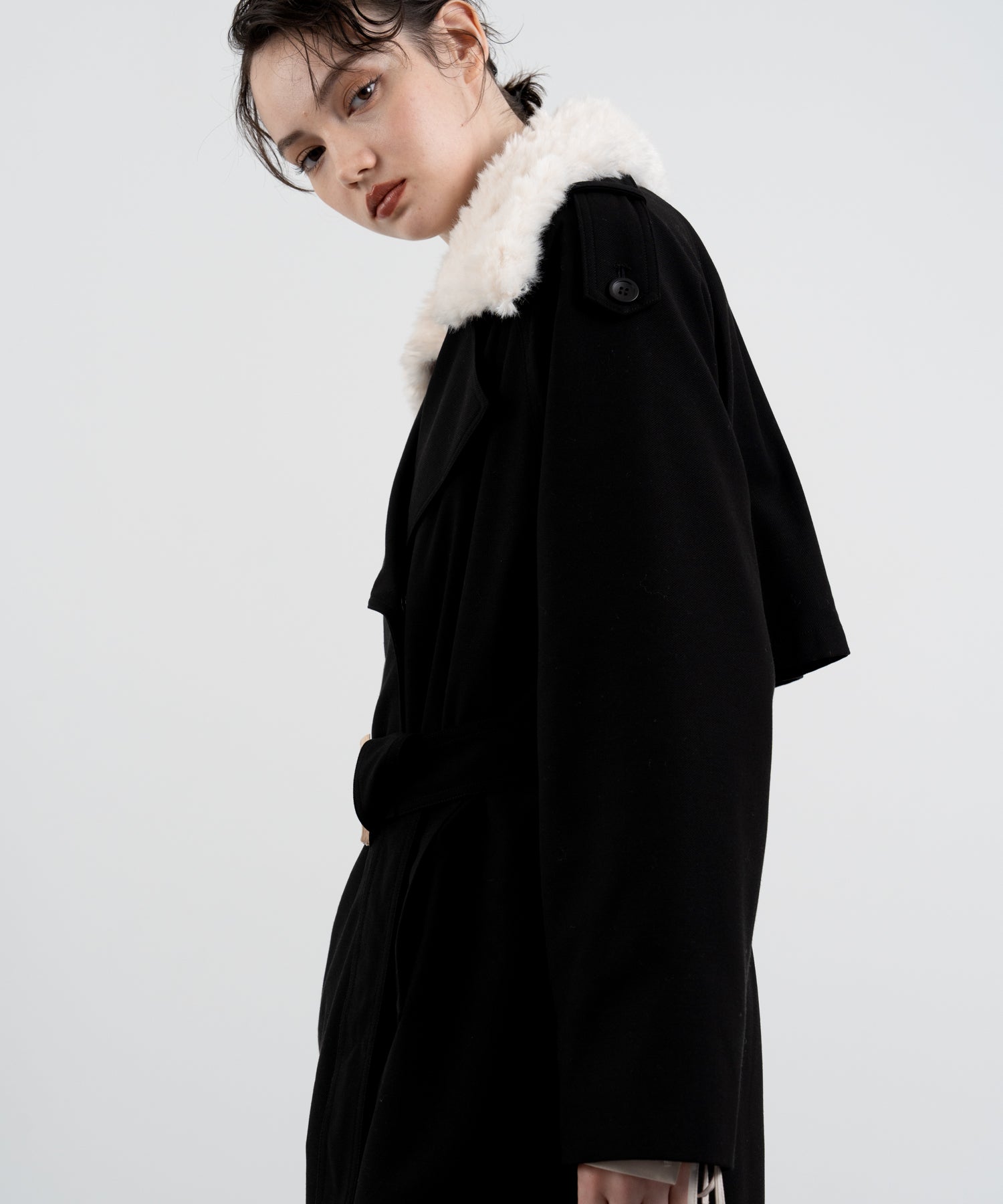 Removable Inner Down Faux Fur Collar Coat