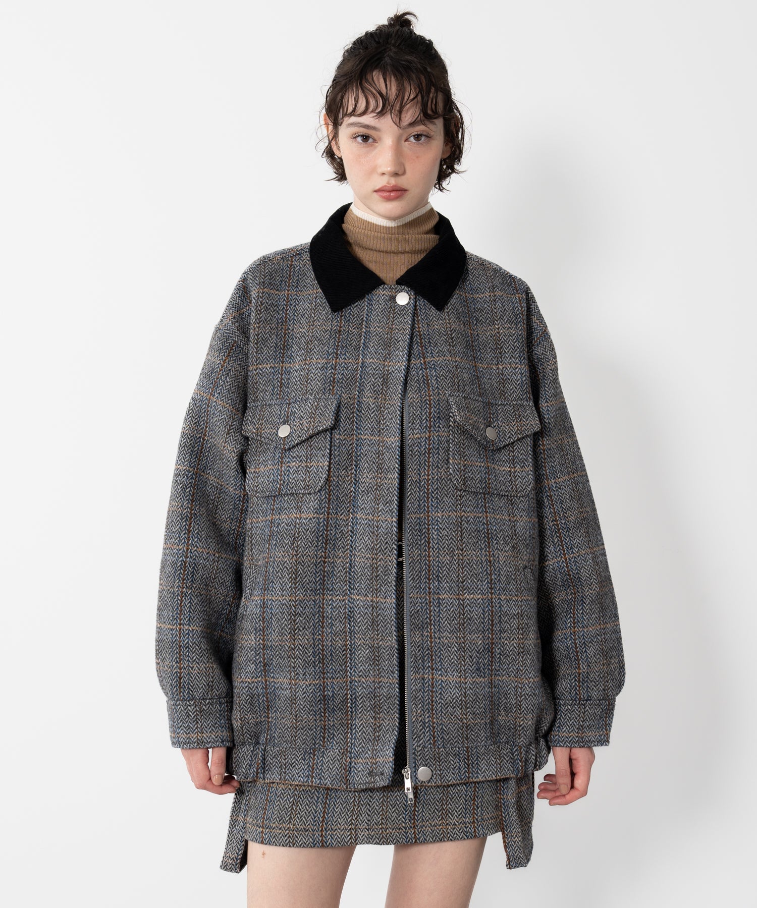 wool-blend tweed jacket