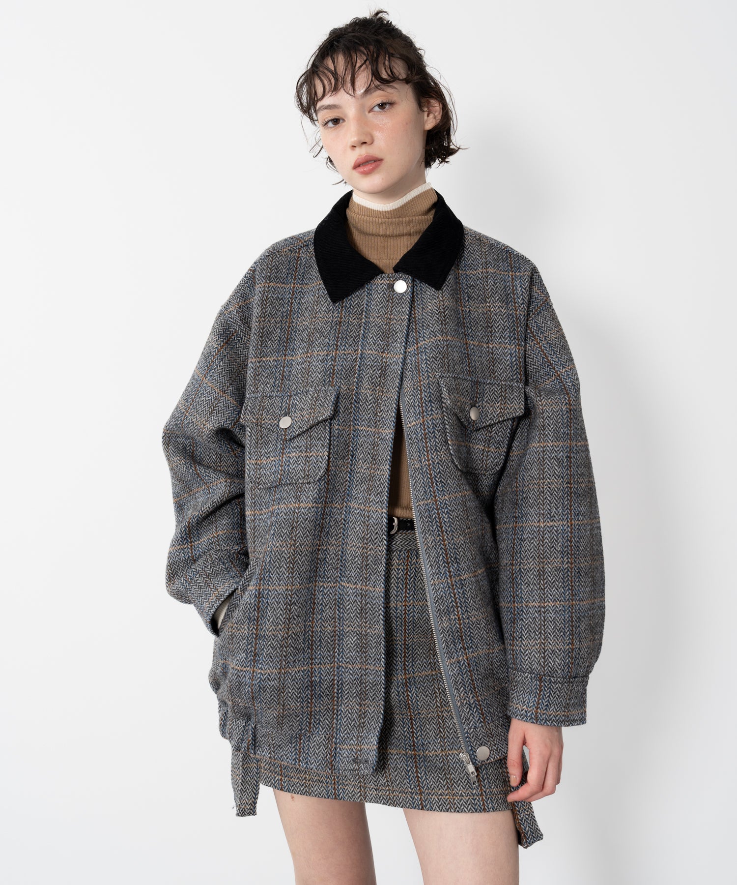 wool-blend tweed jacket