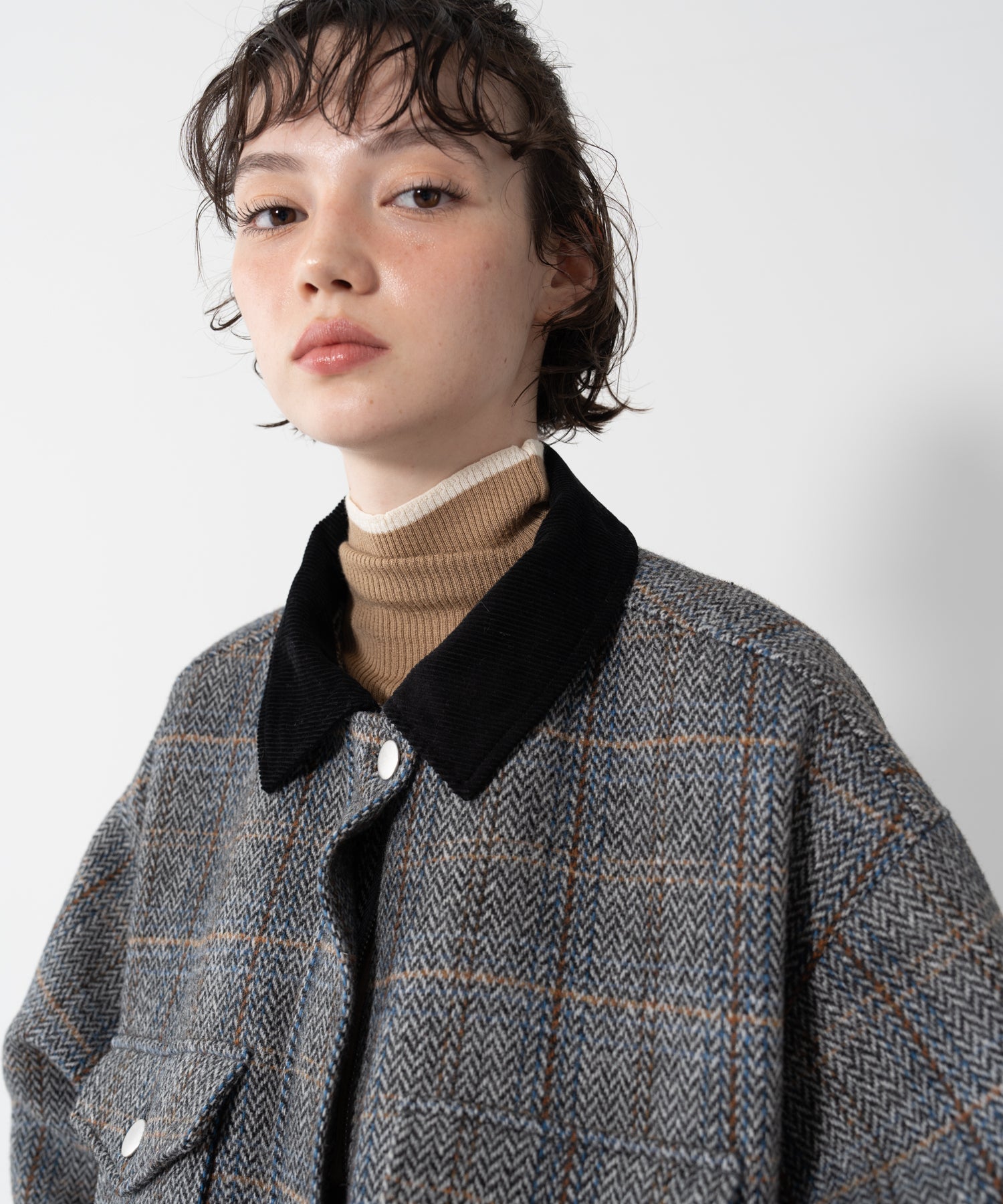 wool-blend tweed jacket