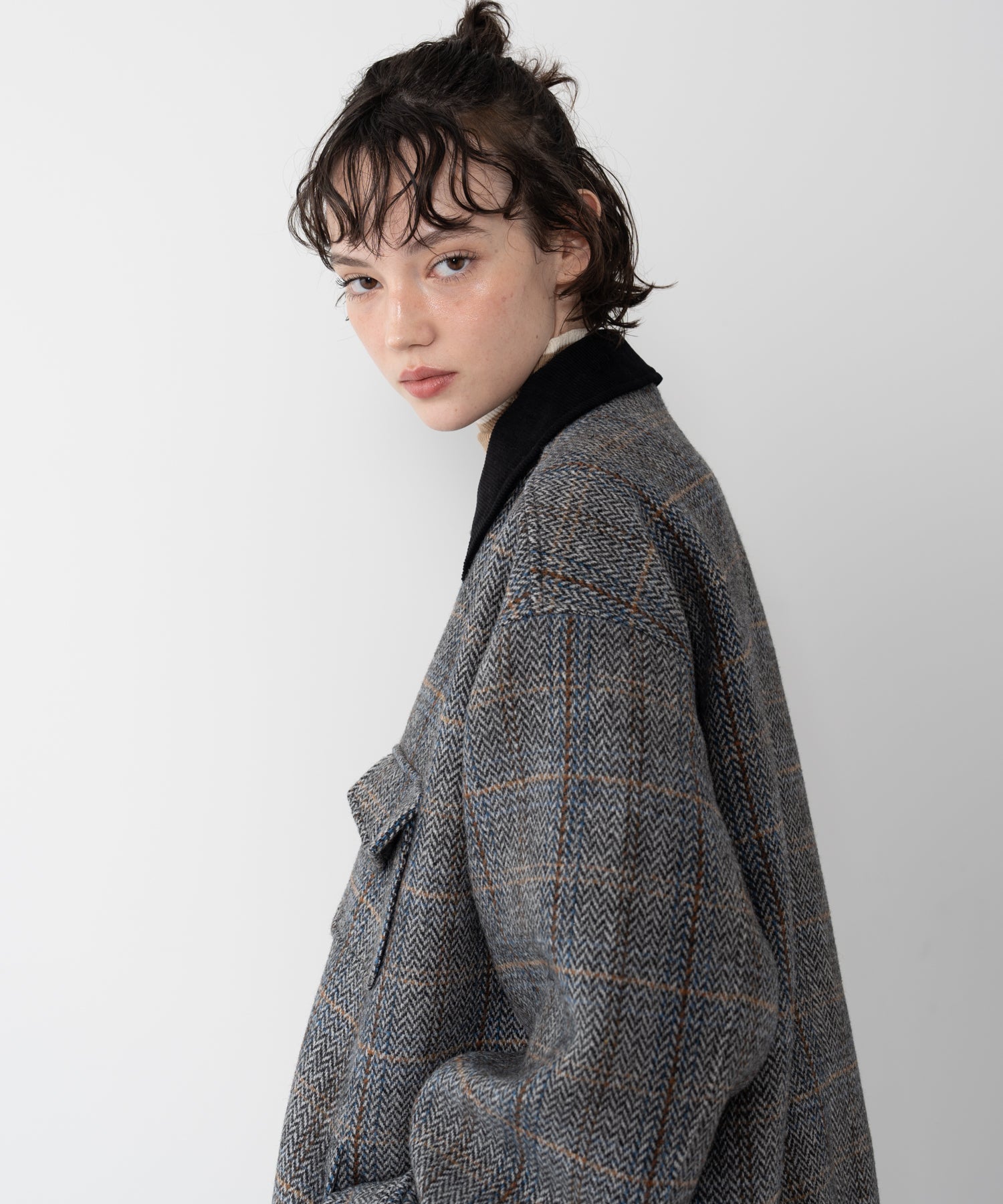 wool-blend tweed jacket