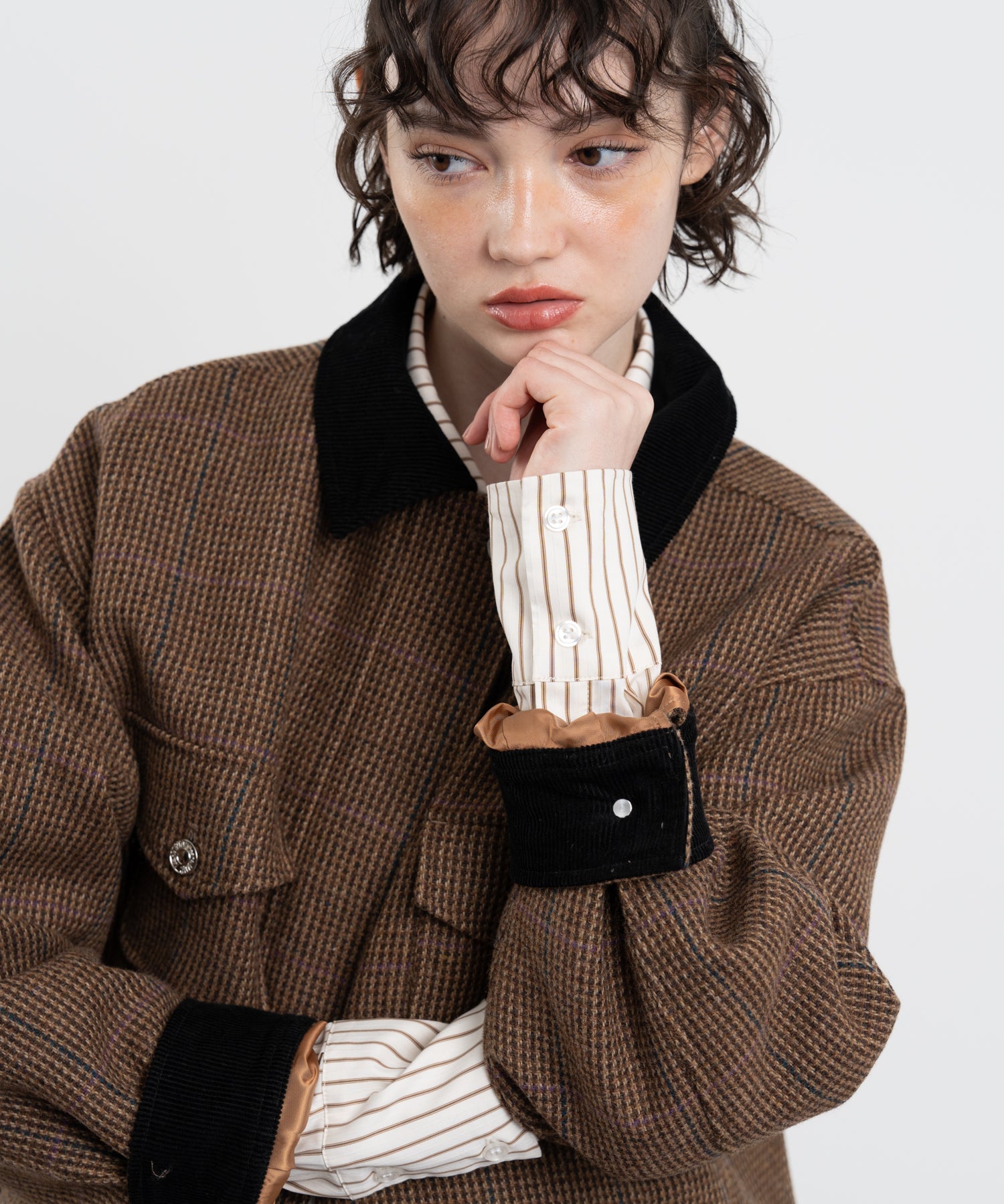 wool-blend tweed jacket