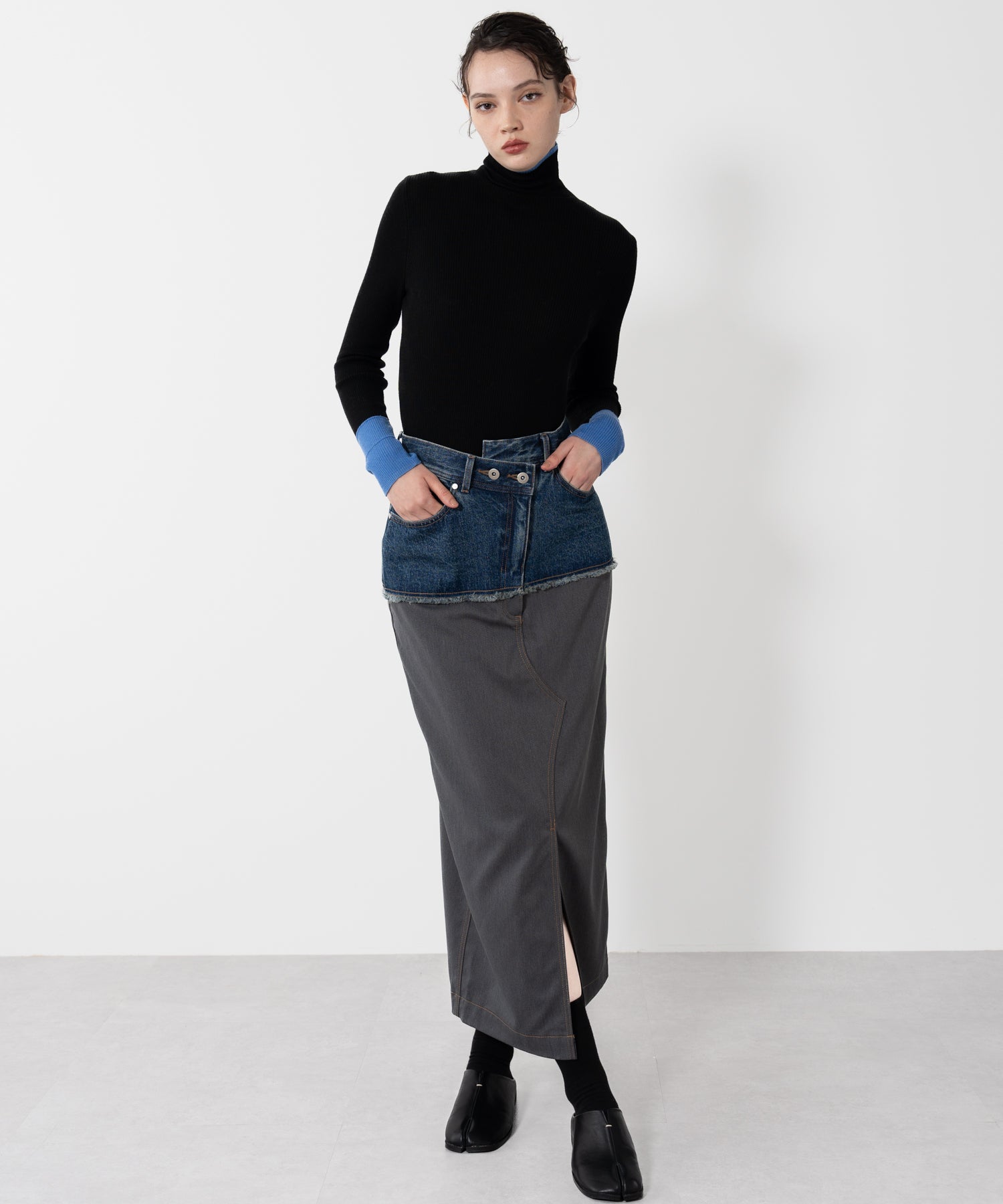 Denim Docking Fitted Skirt