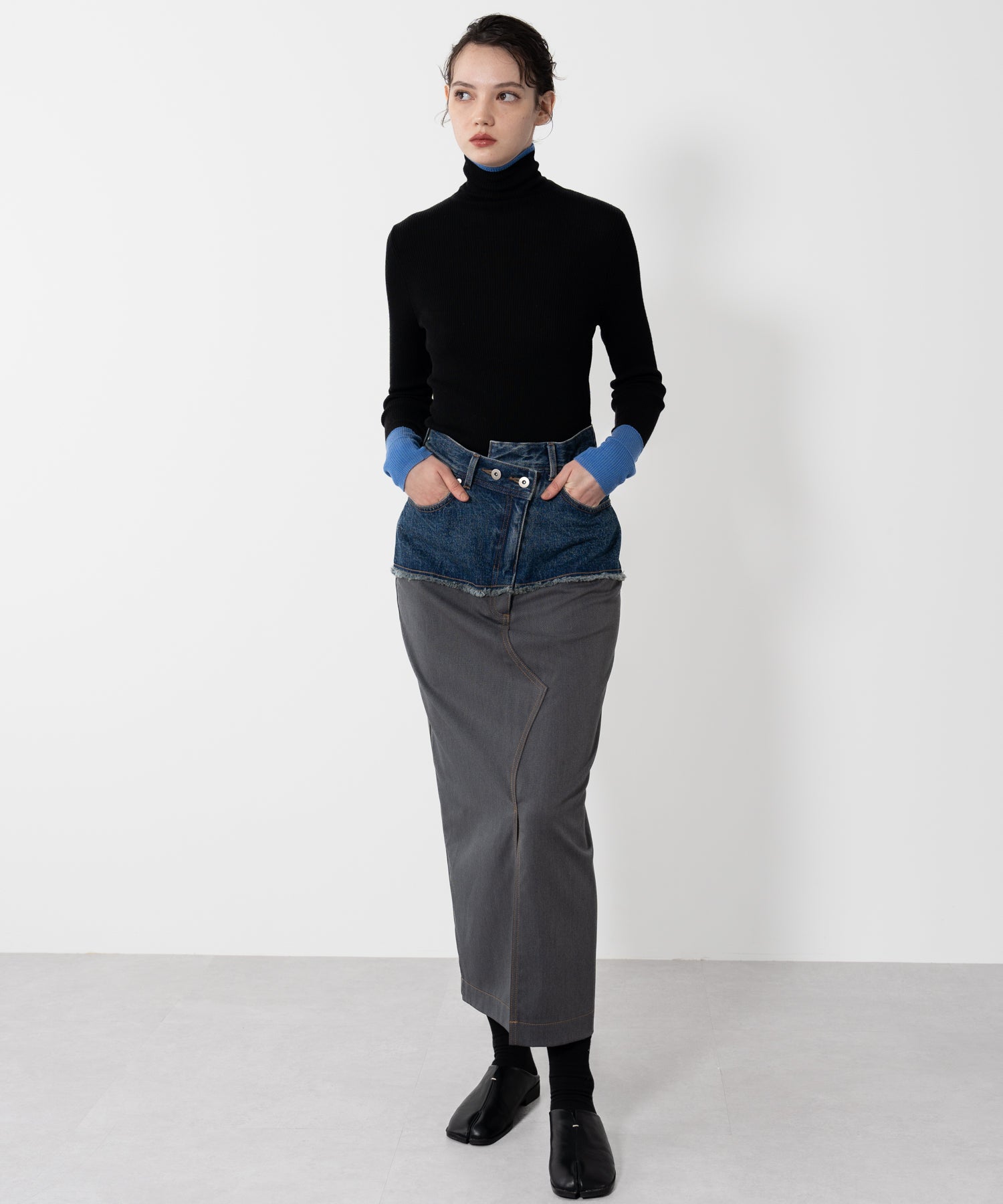 Denim Docking Fitted Skirt