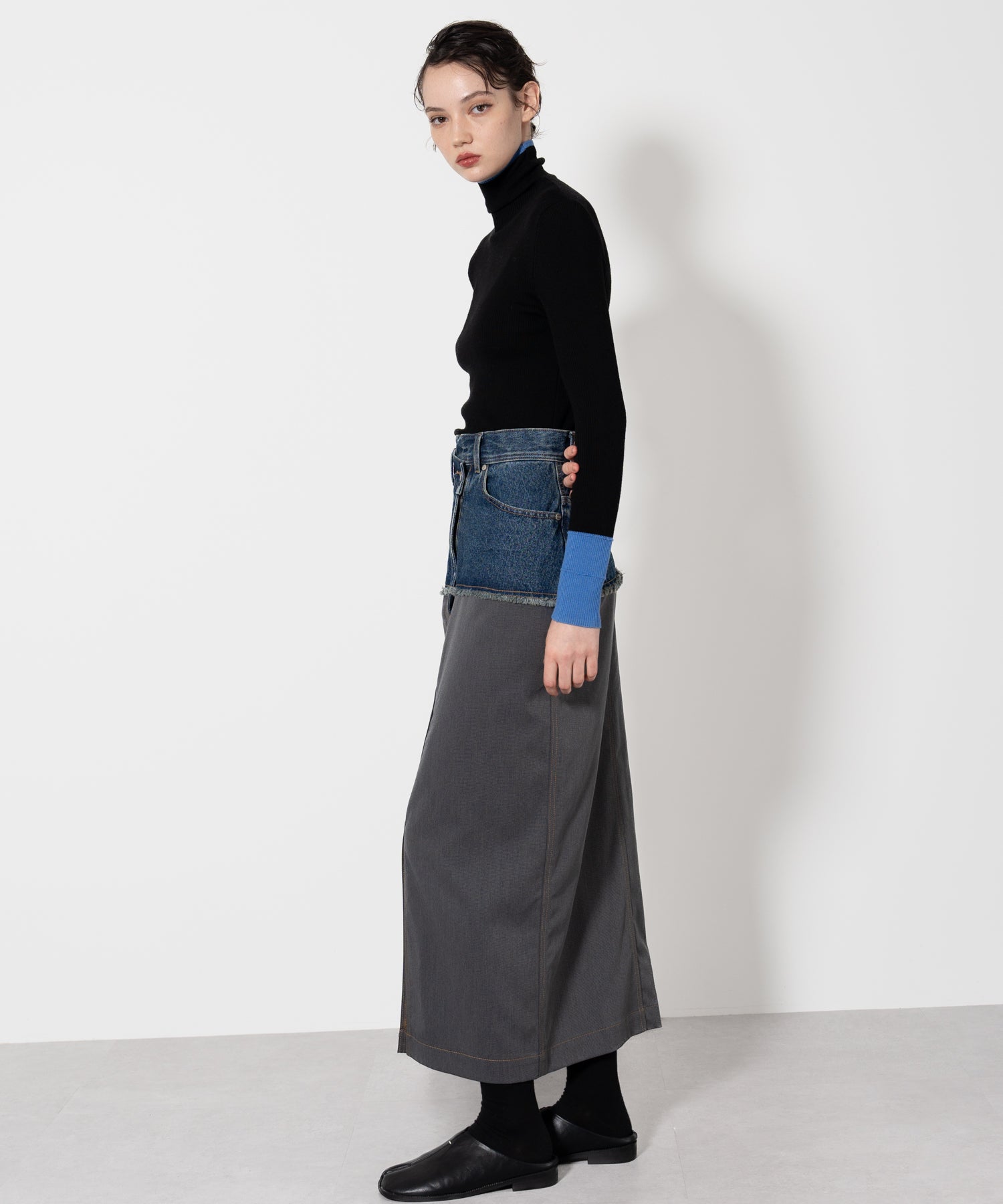 Denim Docking Fitted Skirt