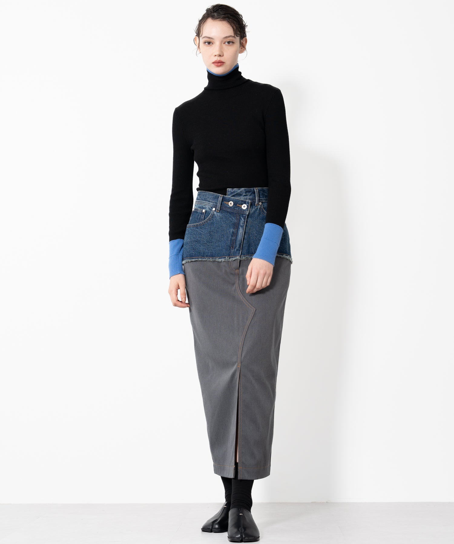 Denim Docking Fitted Skirt