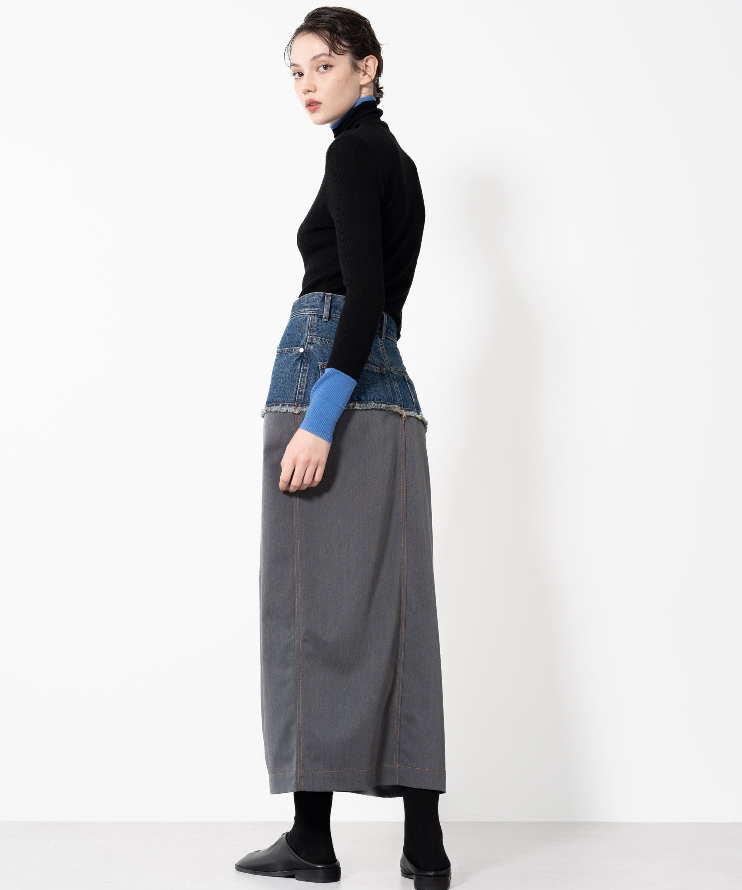 Denim Docking Fitted Skirt