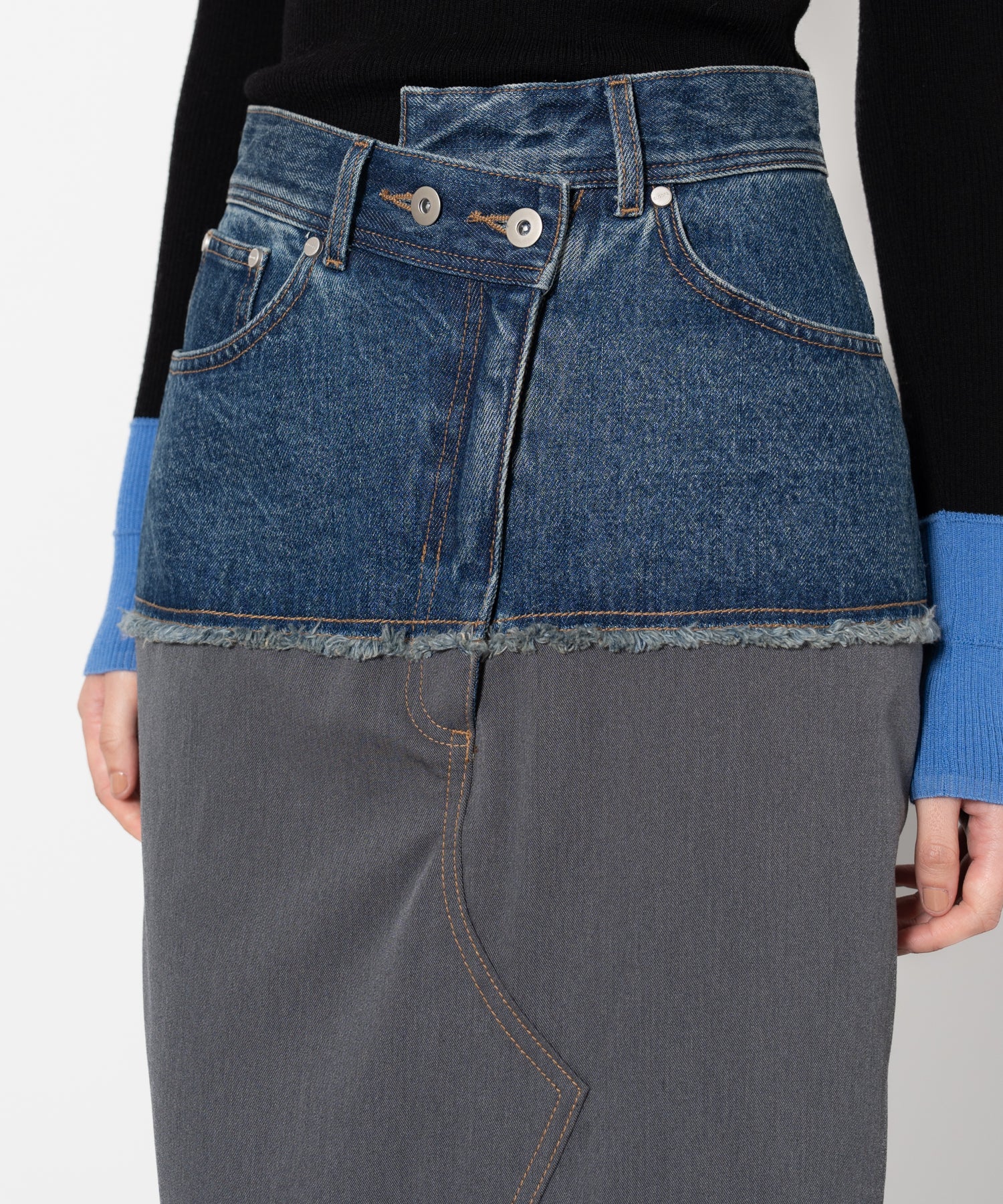 Denim Docking Fitted Skirt