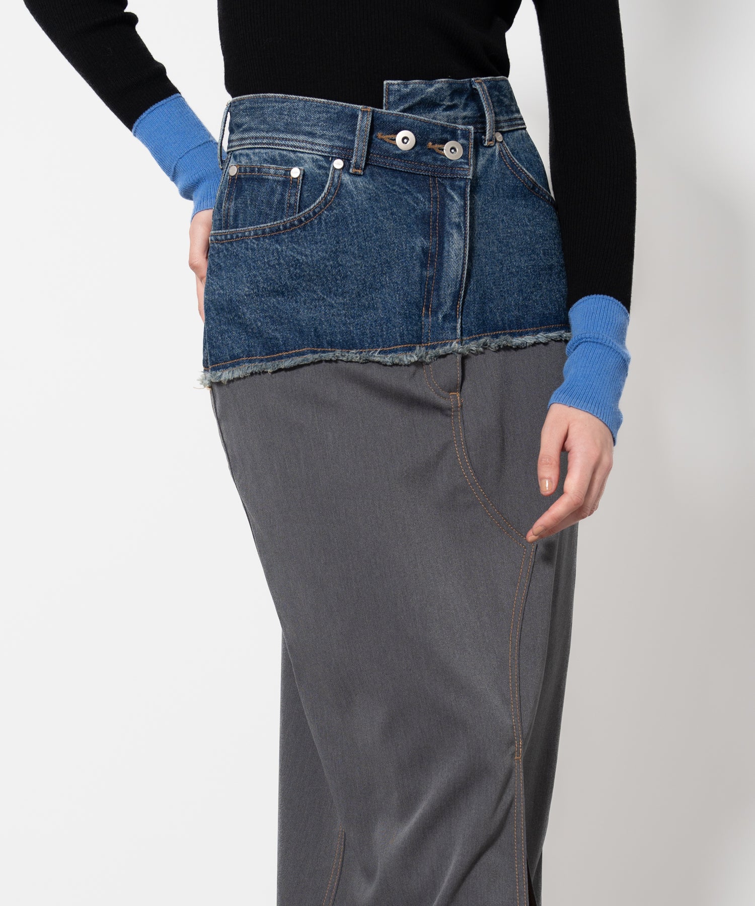 Denim Docking Fitted Skirt