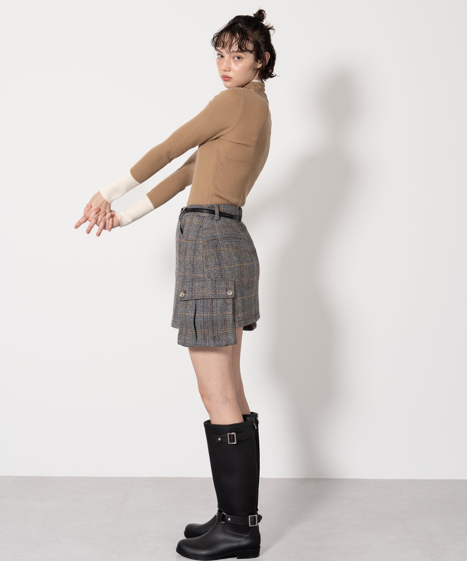 Herringbone Tweed Wool-Blend Mini Skirt