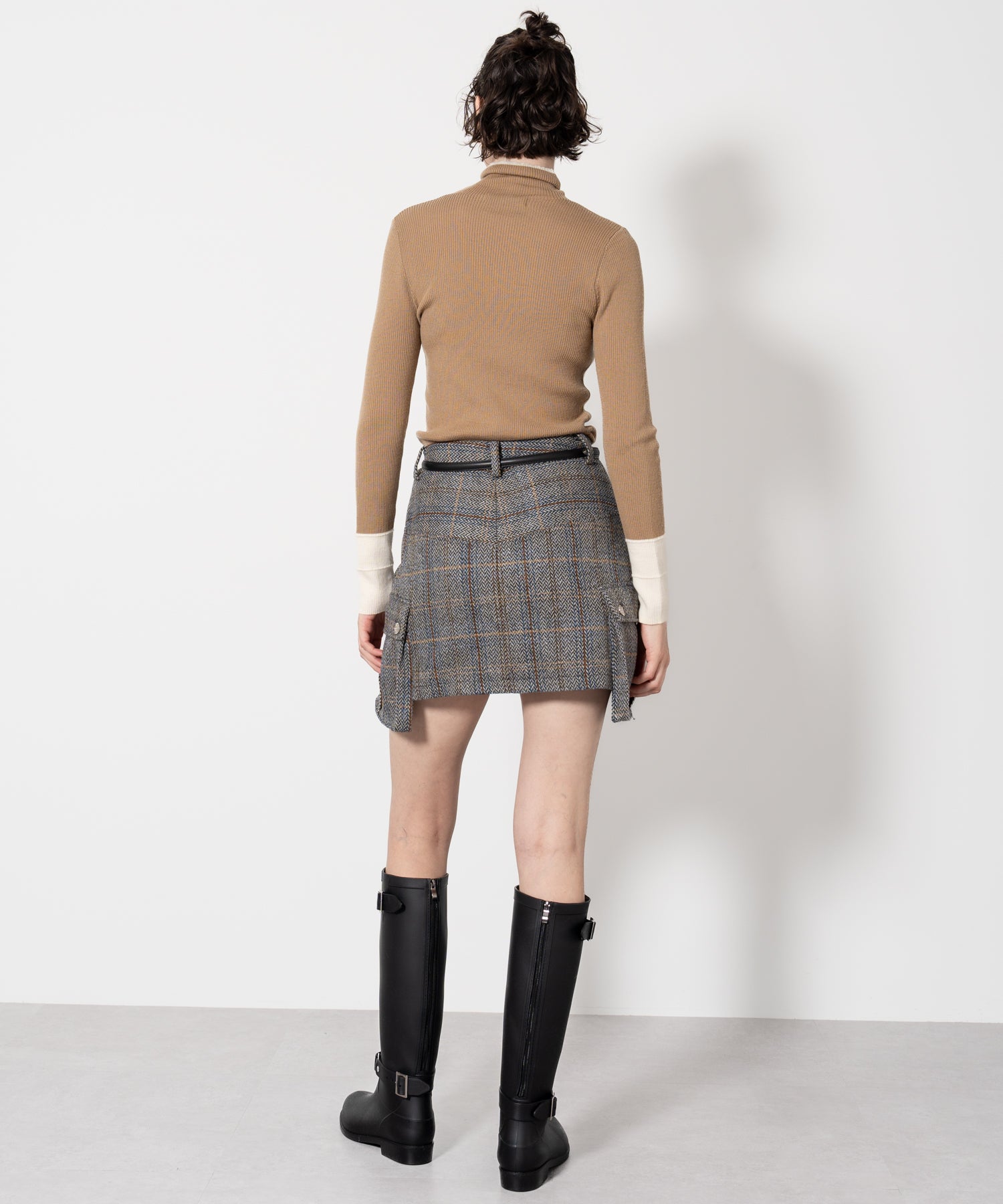 Herringbone Tweed Wool-Blend Mini Skirt